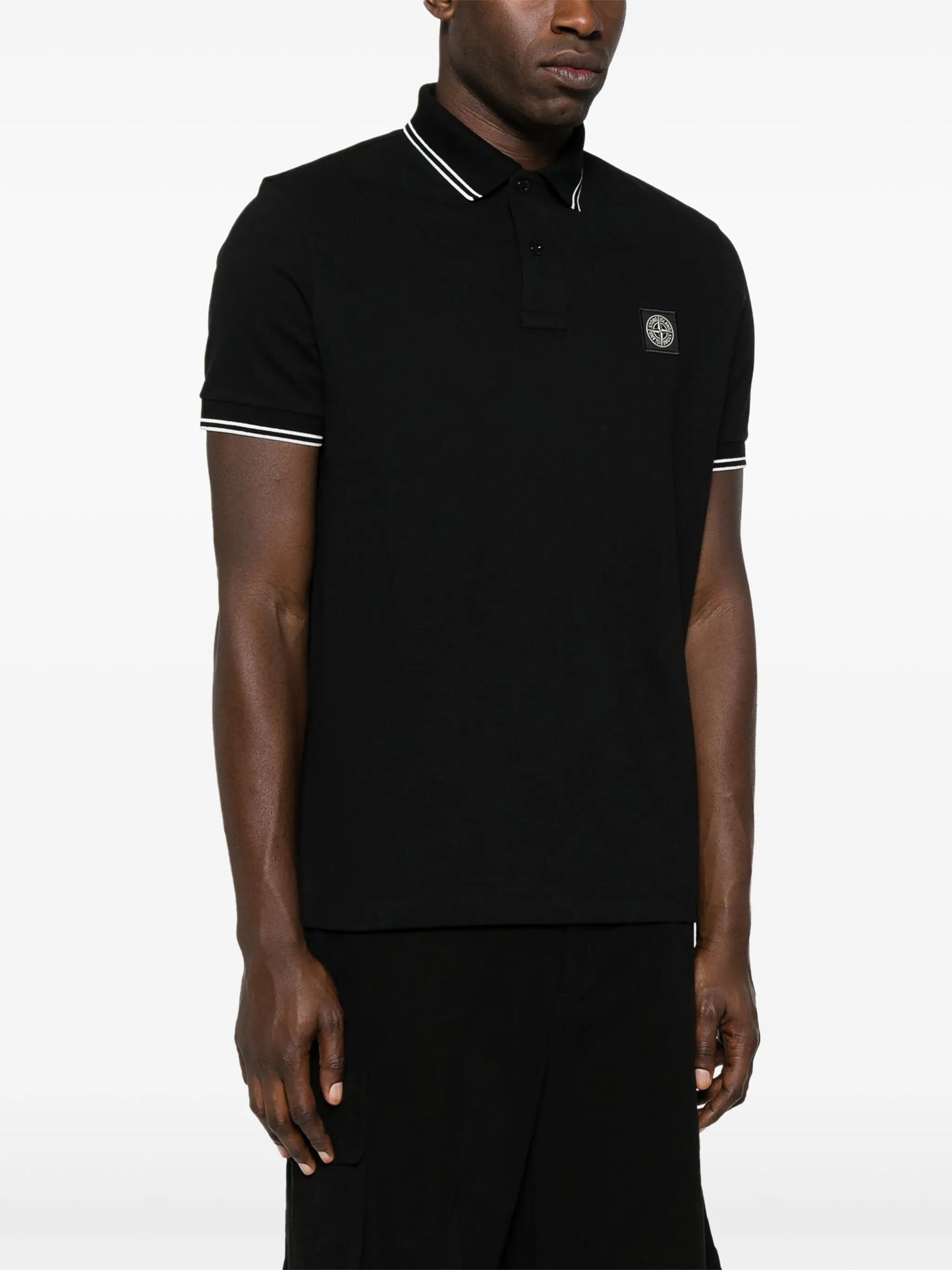 Compass-badge piqué polo shirt