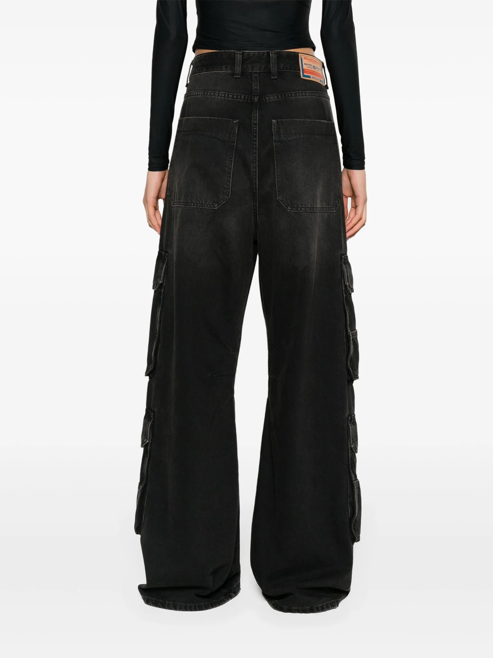 high-rise cargo jeans