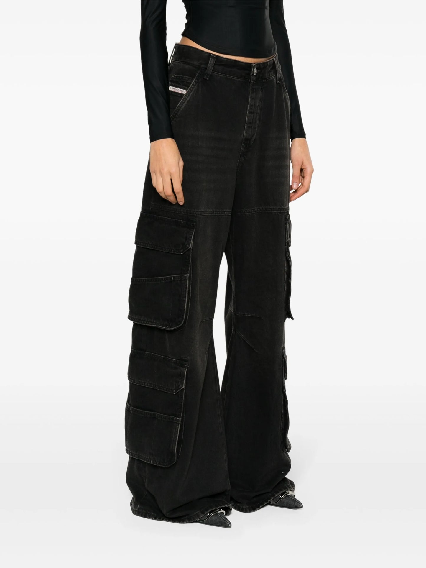high-rise cargo jeans