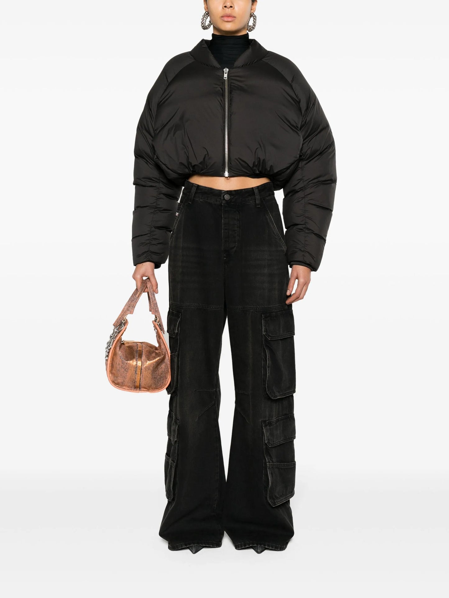 high-rise cargo jeans