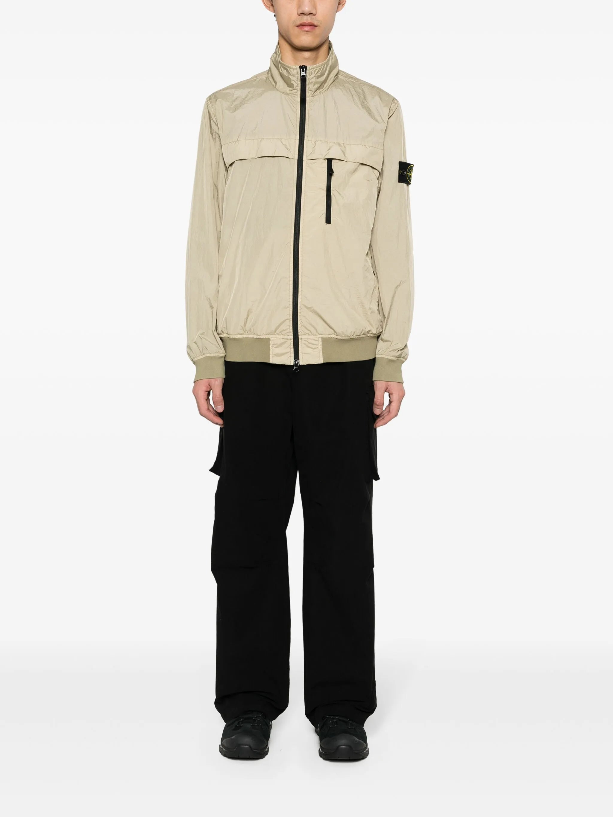 Compass-appliqué lightweight jacket