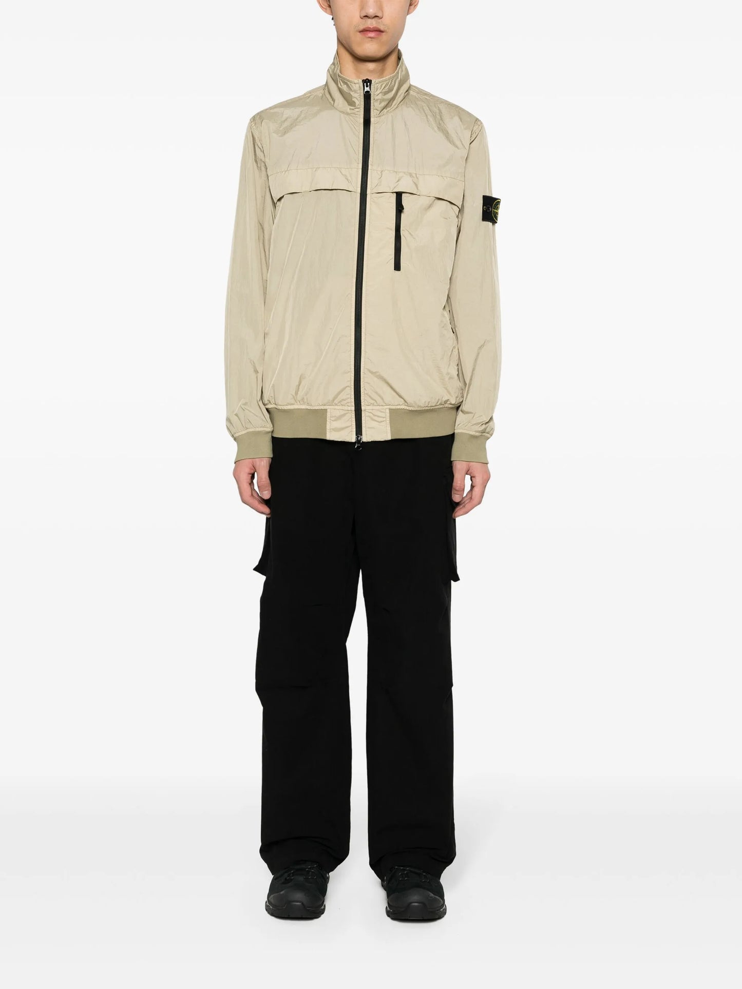 Compass-appliqué lightweight jacket
