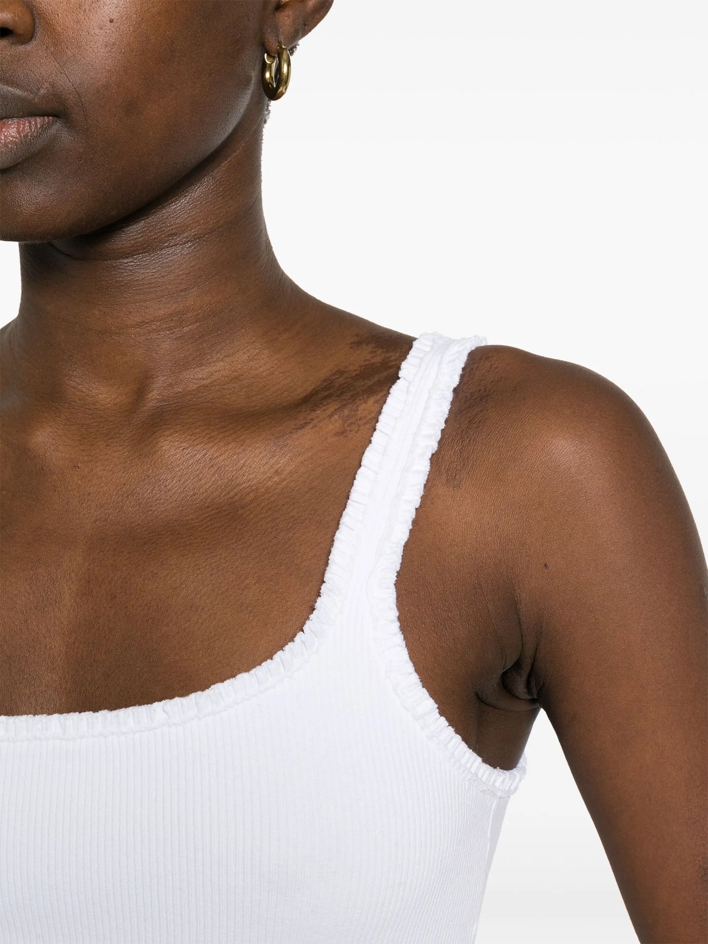 ruffled stretch-cotton top