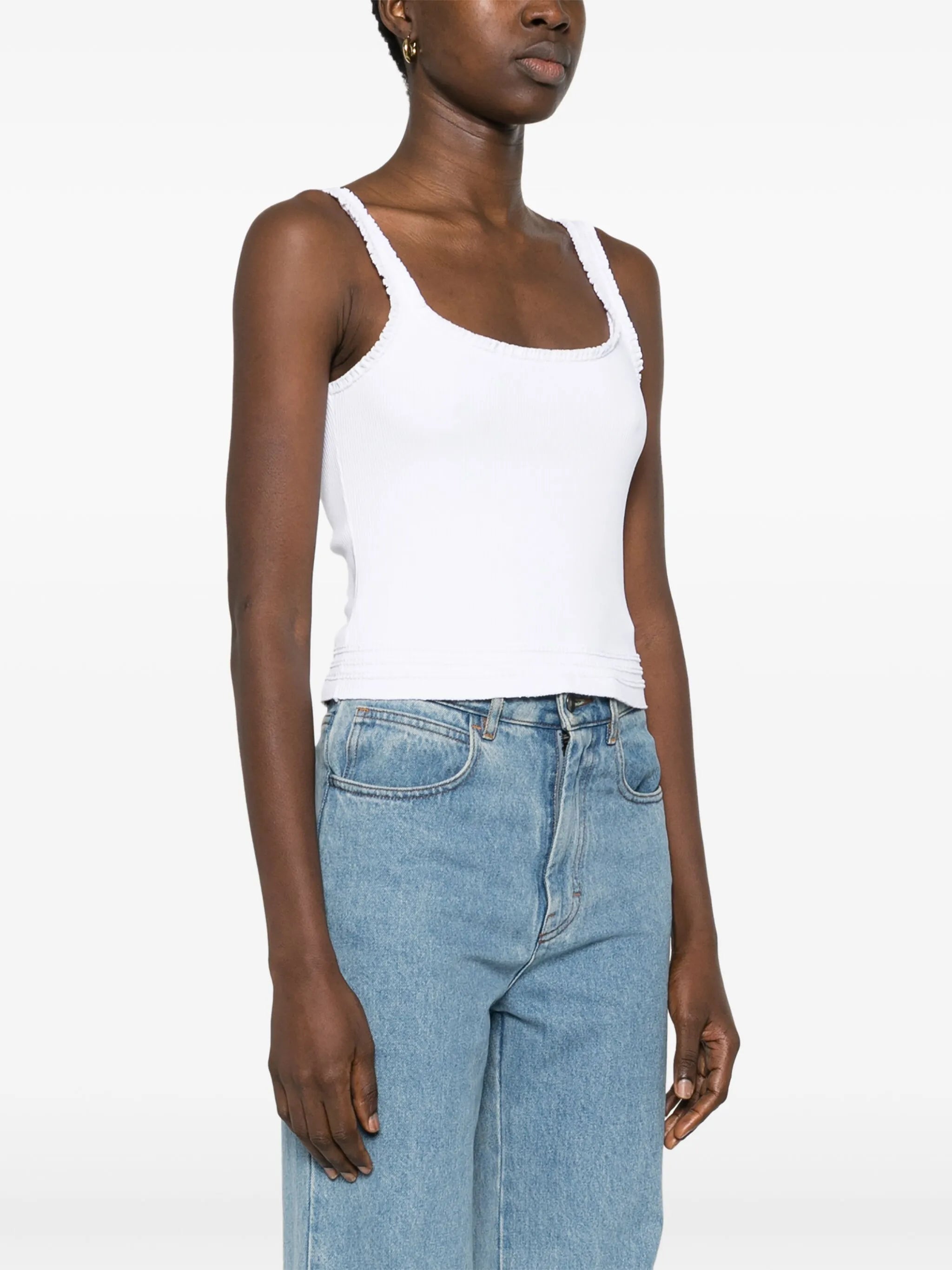 ruffled stretch-cotton top