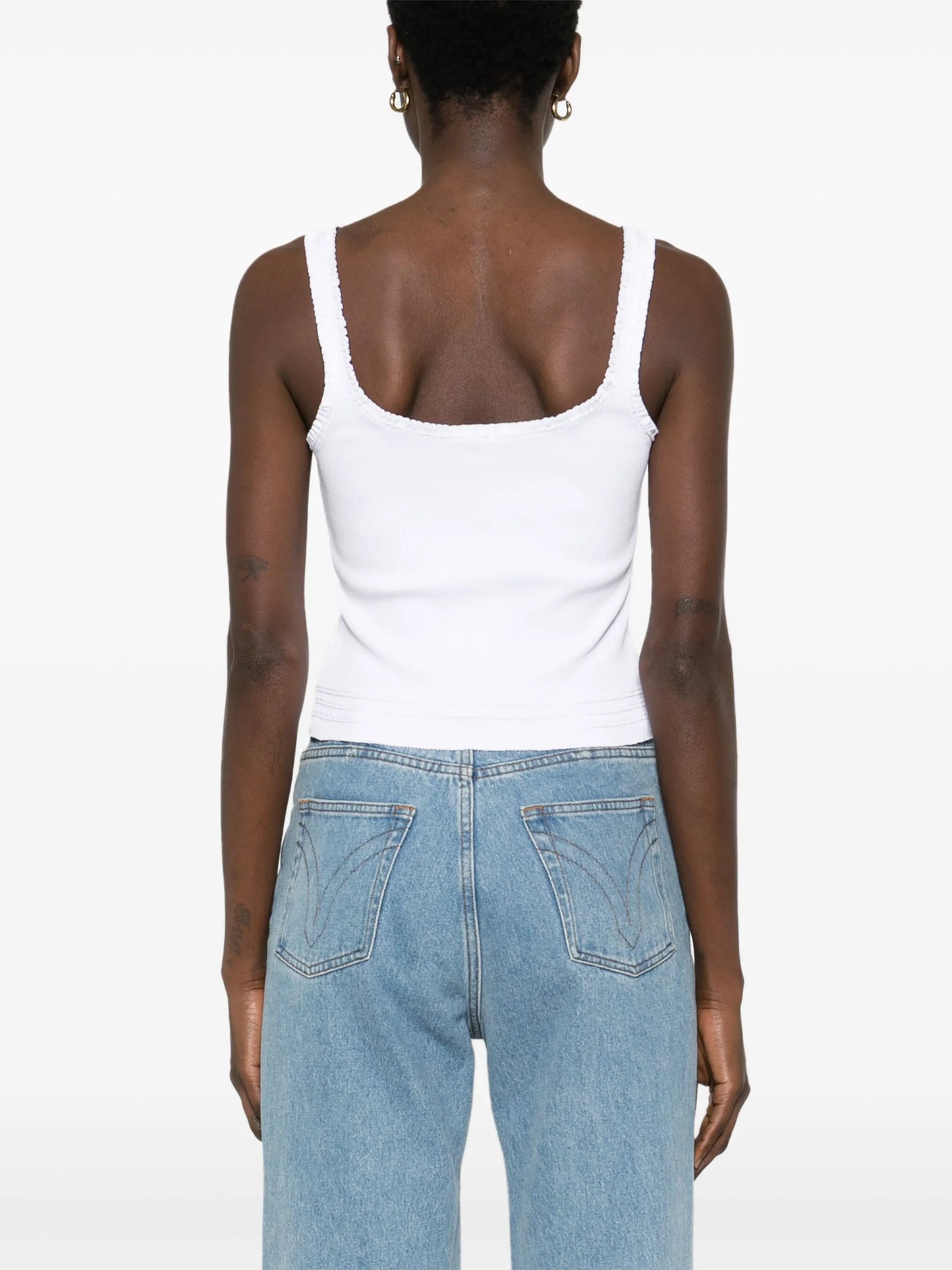 ruffled stretch-cotton top