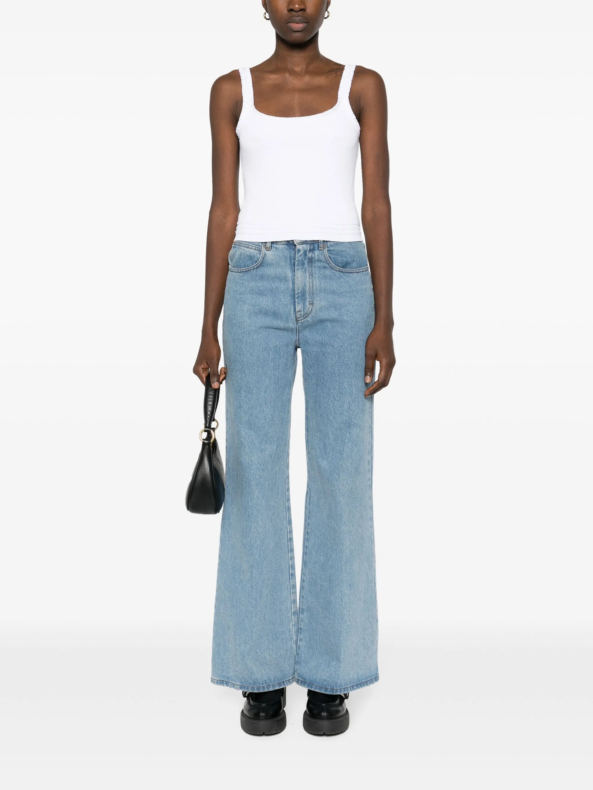 ruffled stretch-cotton top