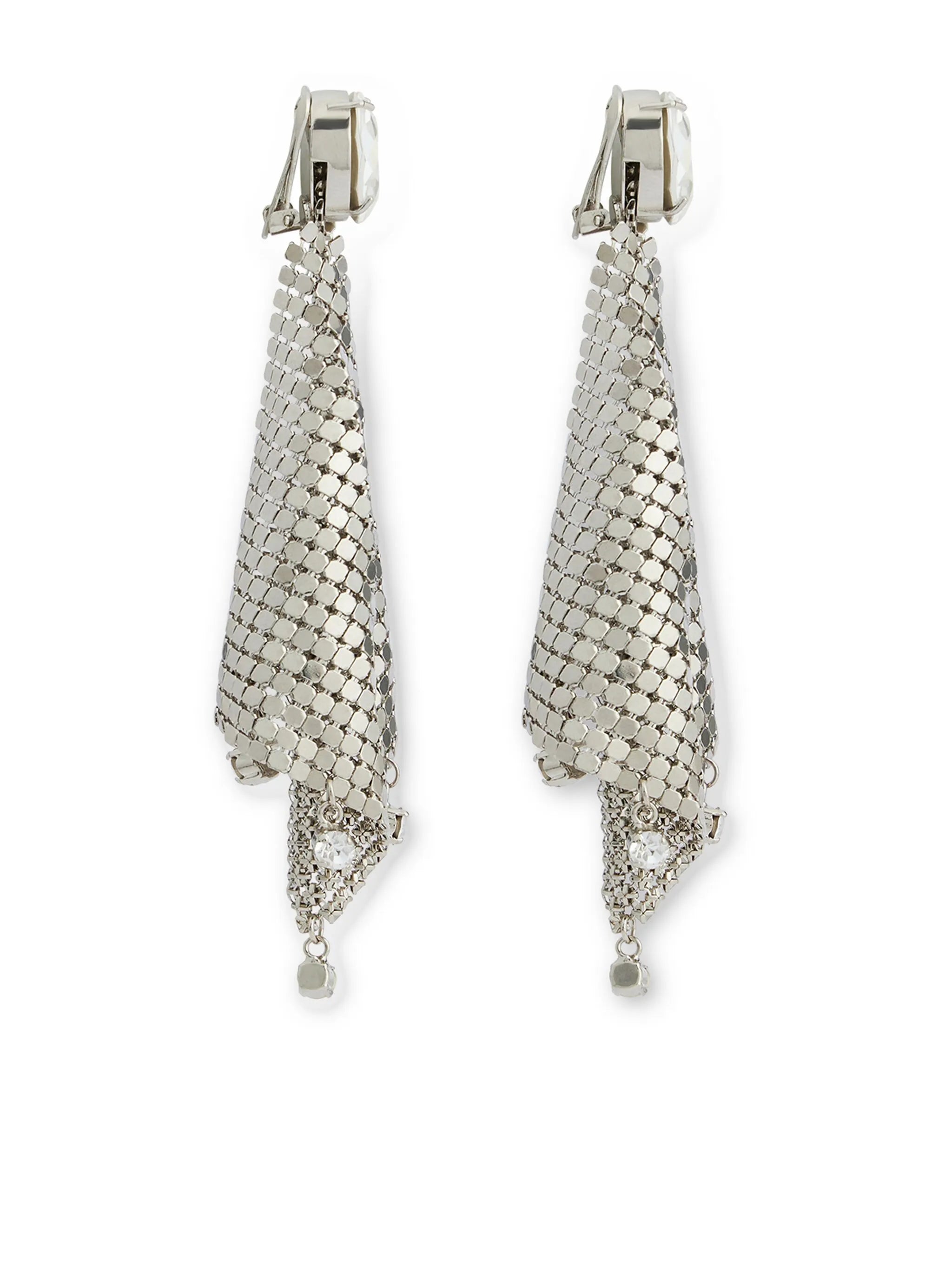crystal-embellished chainmail drop earrings