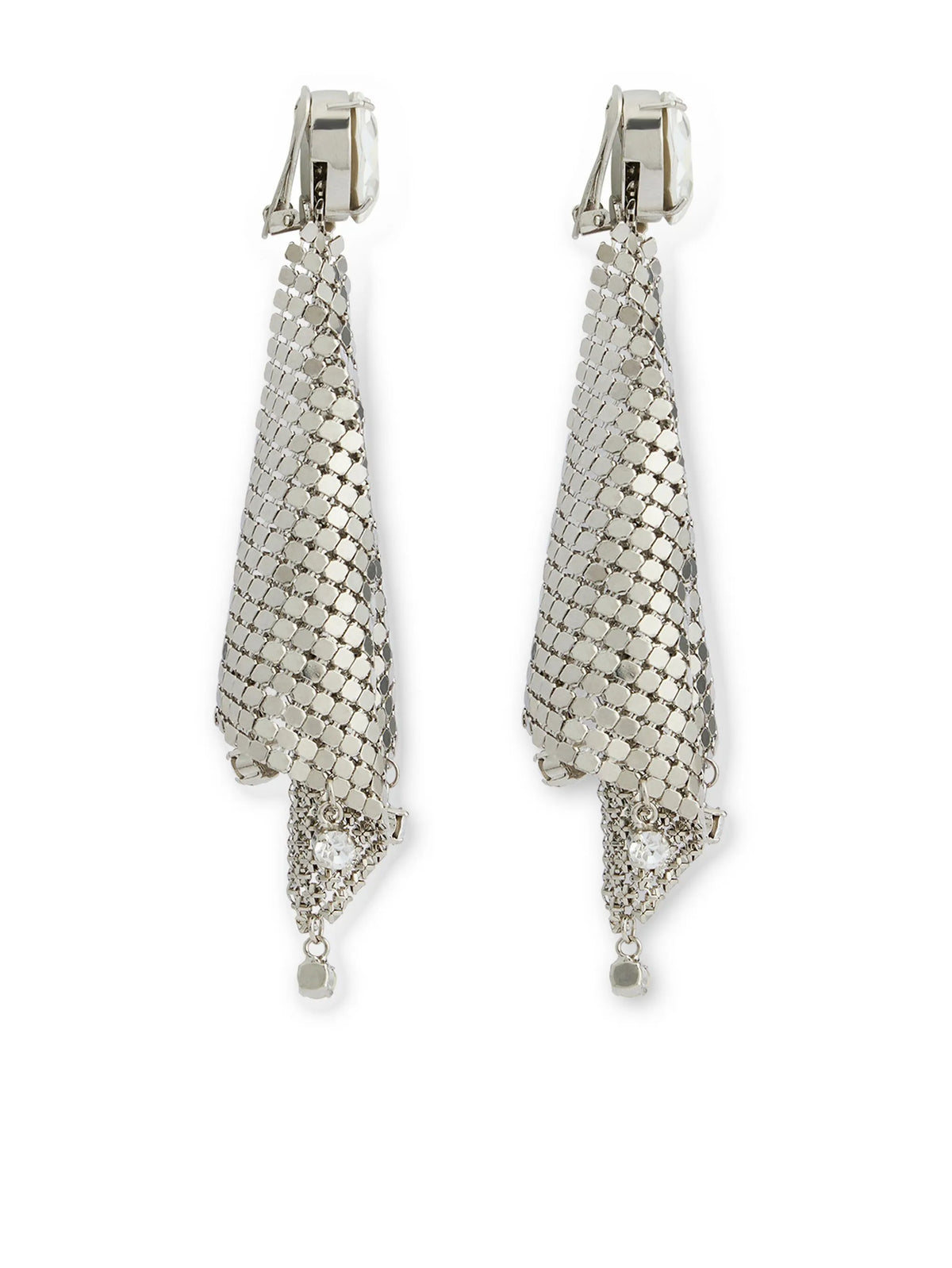 crystal-embellished chainmail drop earrings