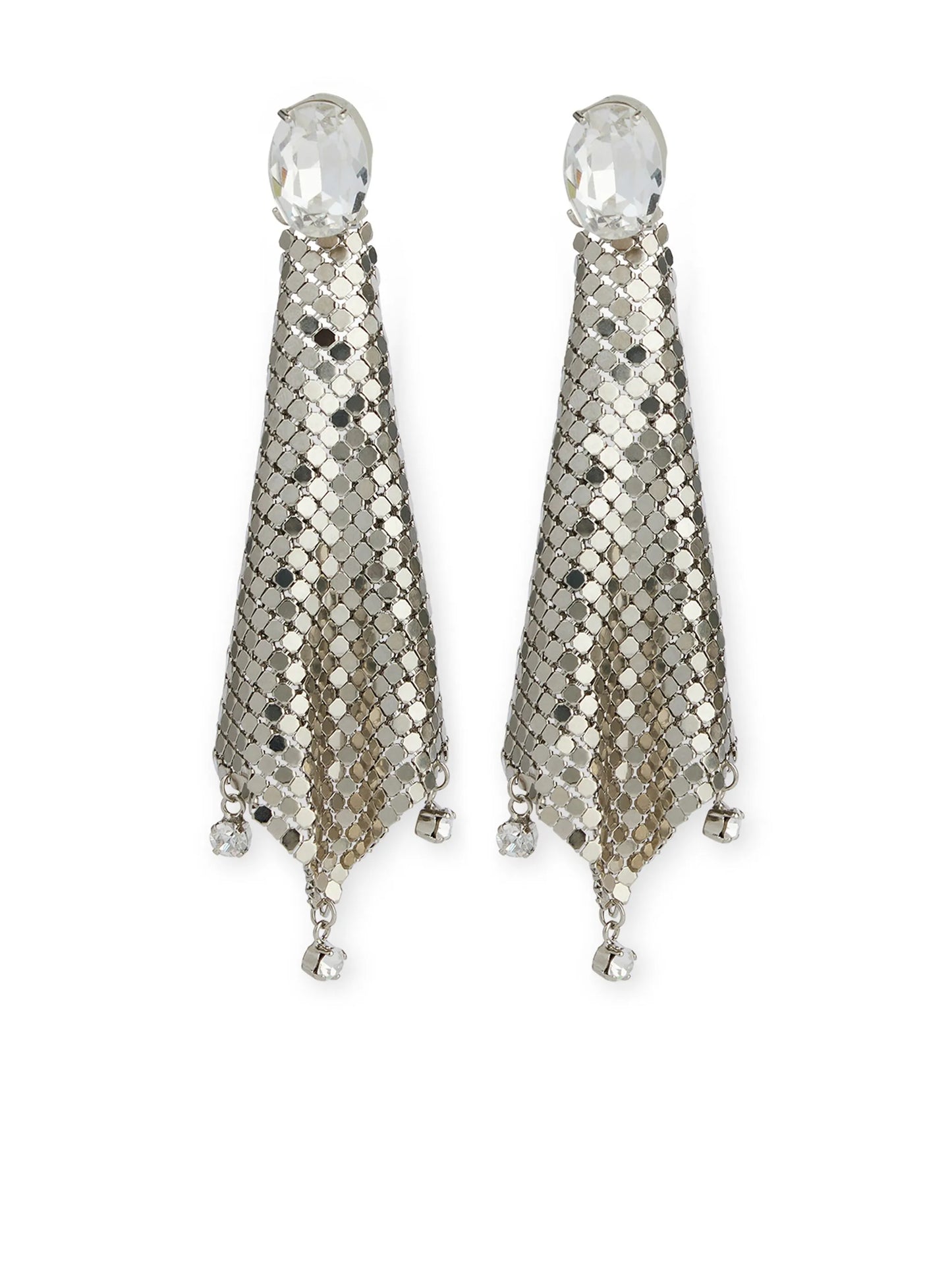 crystal-embellished chainmail drop earrings