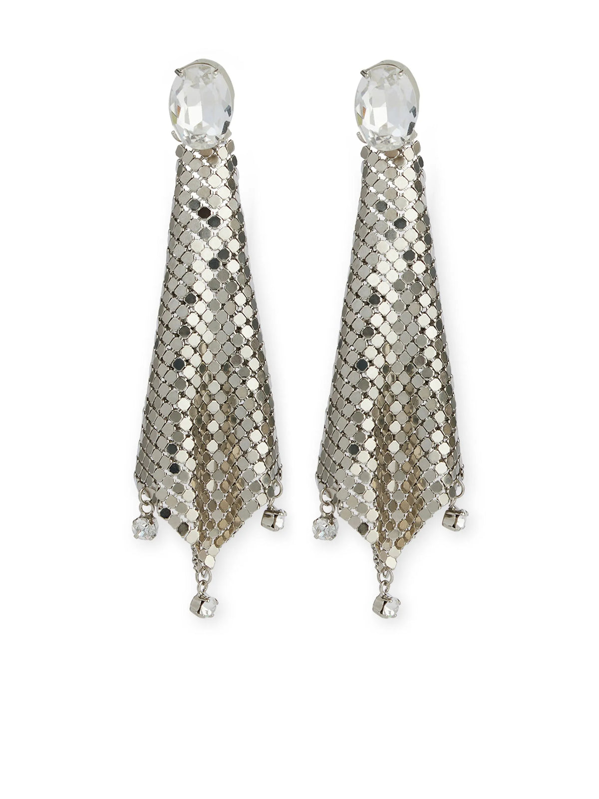 crystal-embellished chainmail drop earrings