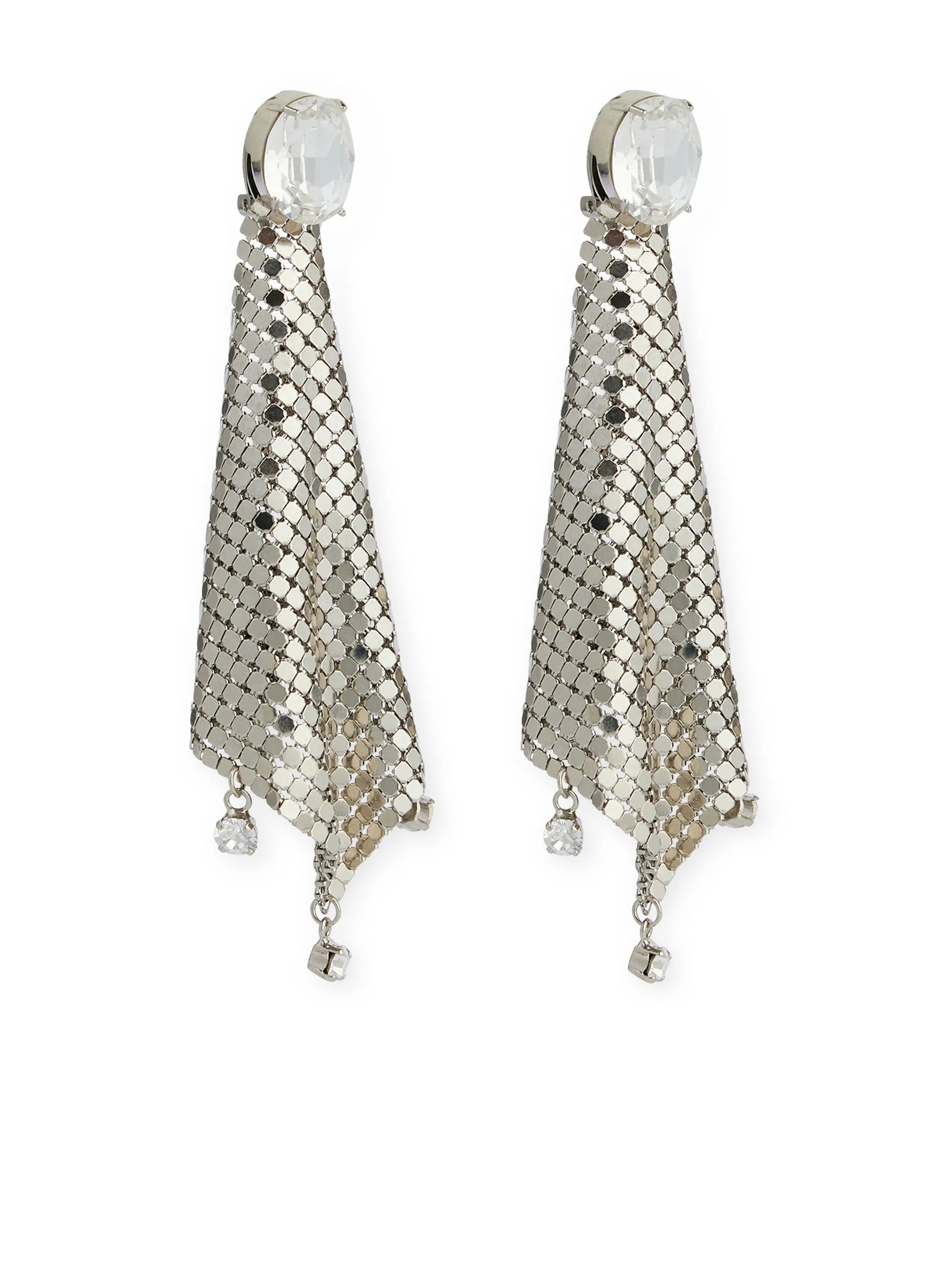crystal-embellished chainmail drop earrings