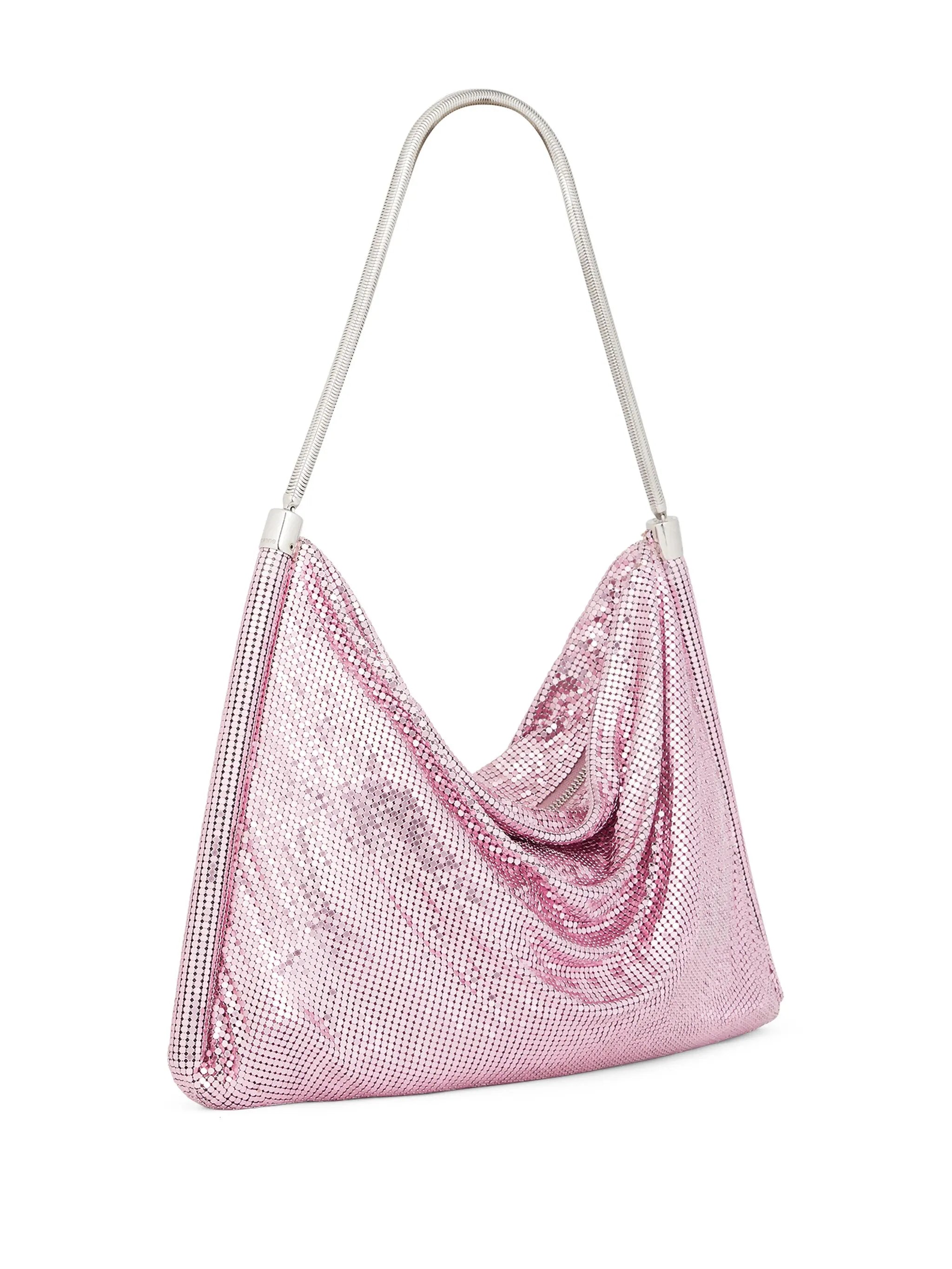 slouch-body metallic-finish shoulder bag
