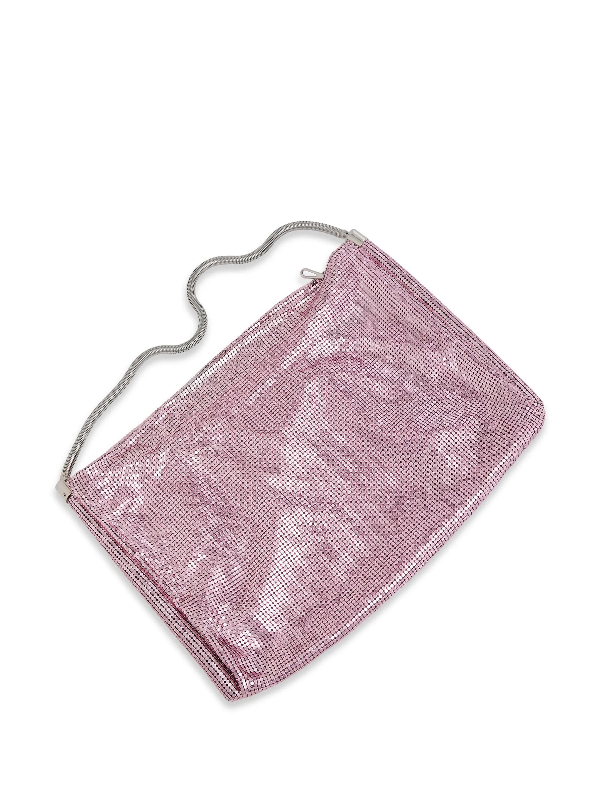 slouch-body metallic-finish shoulder bag