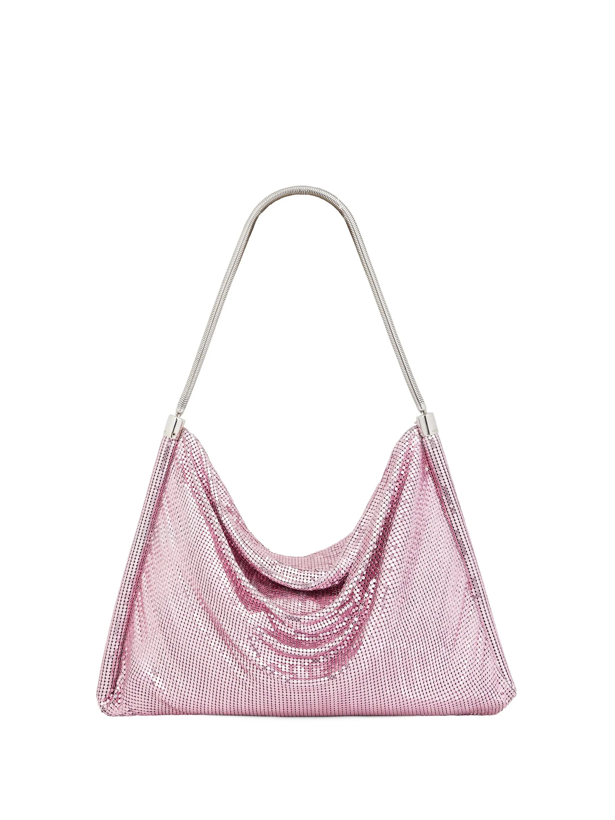 slouch-body metallic-finish shoulder bag