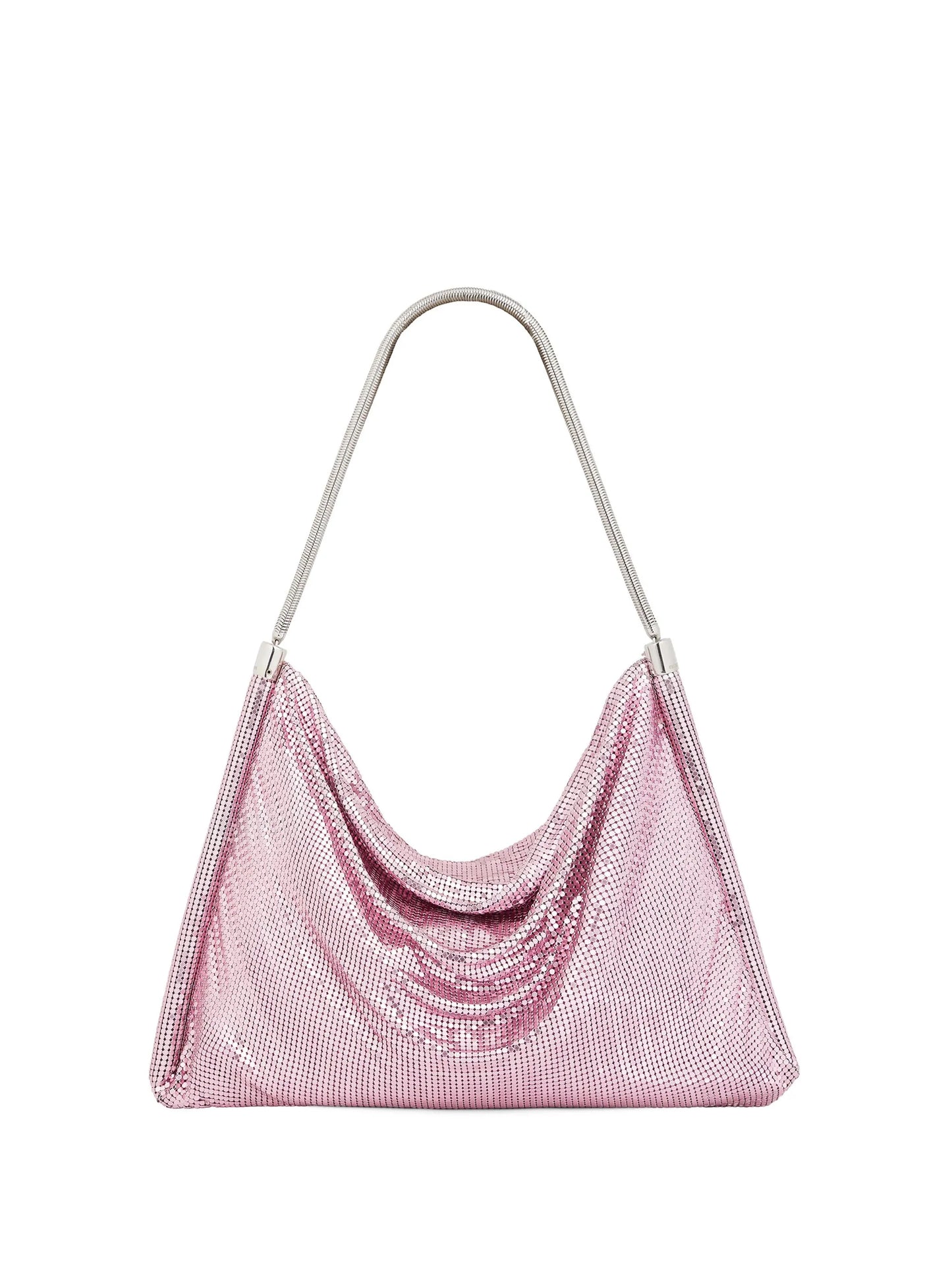 slouch-body metallic-finish shoulder bag