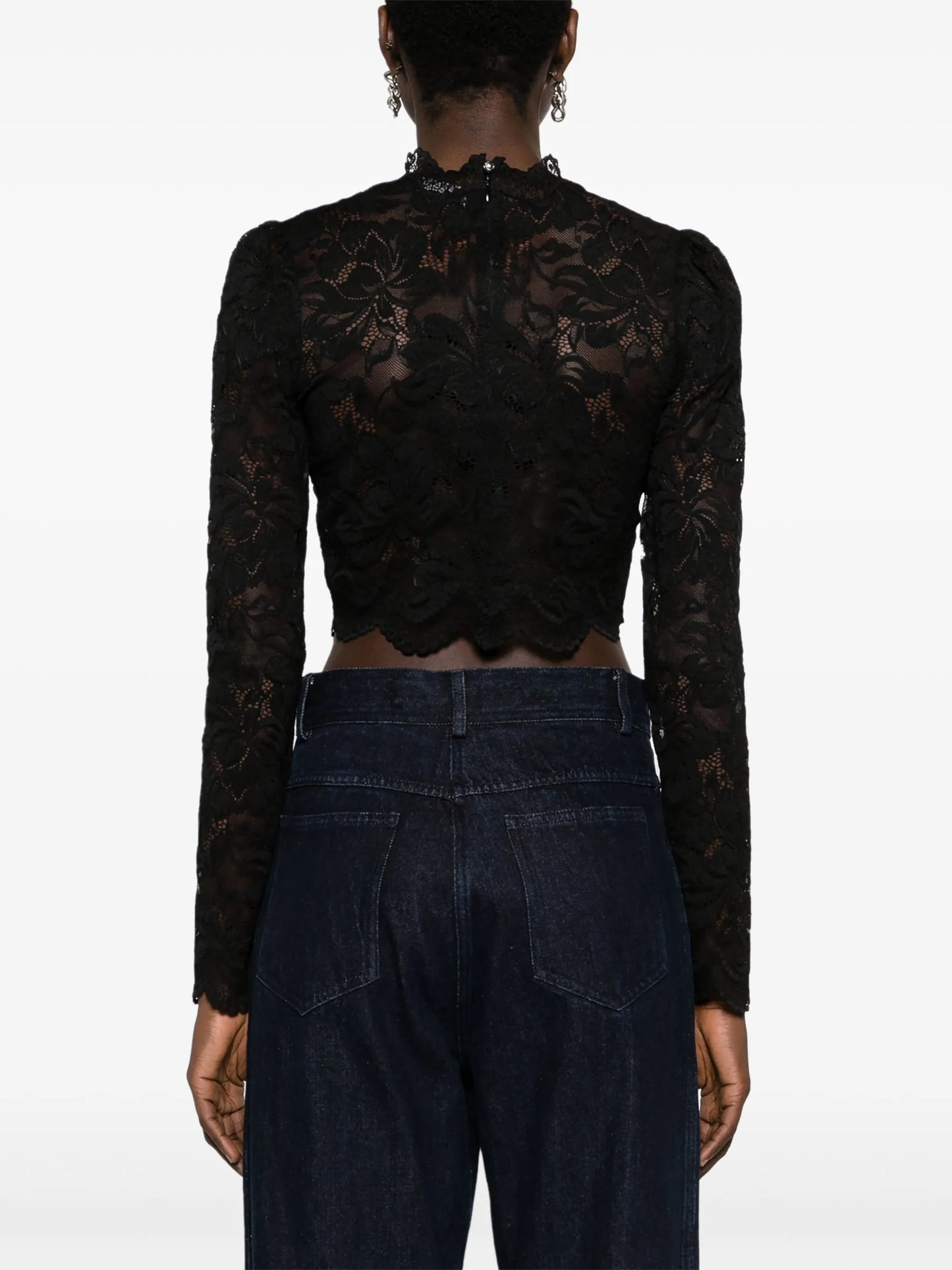 floral-lace crop top