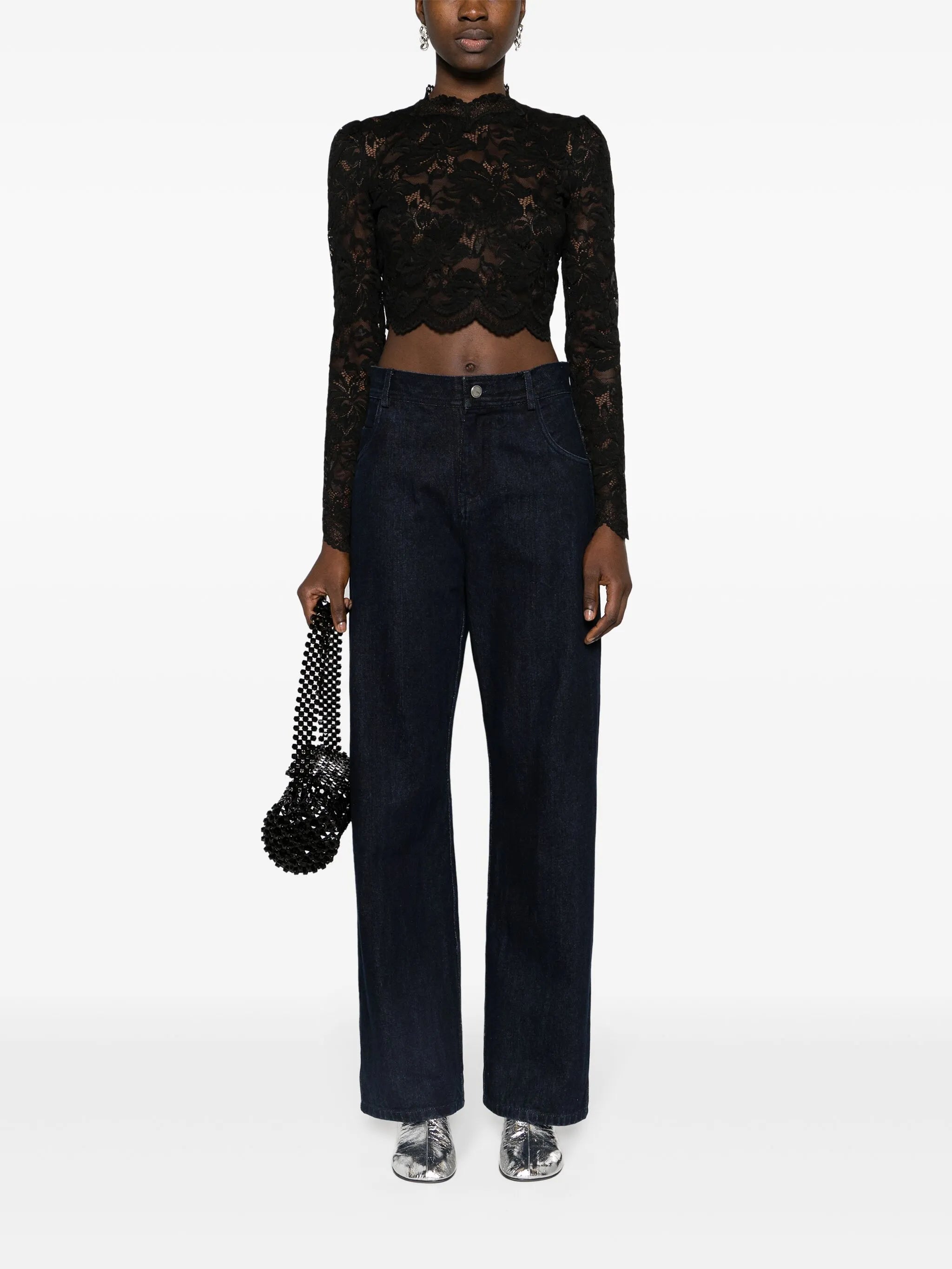floral-lace crop top