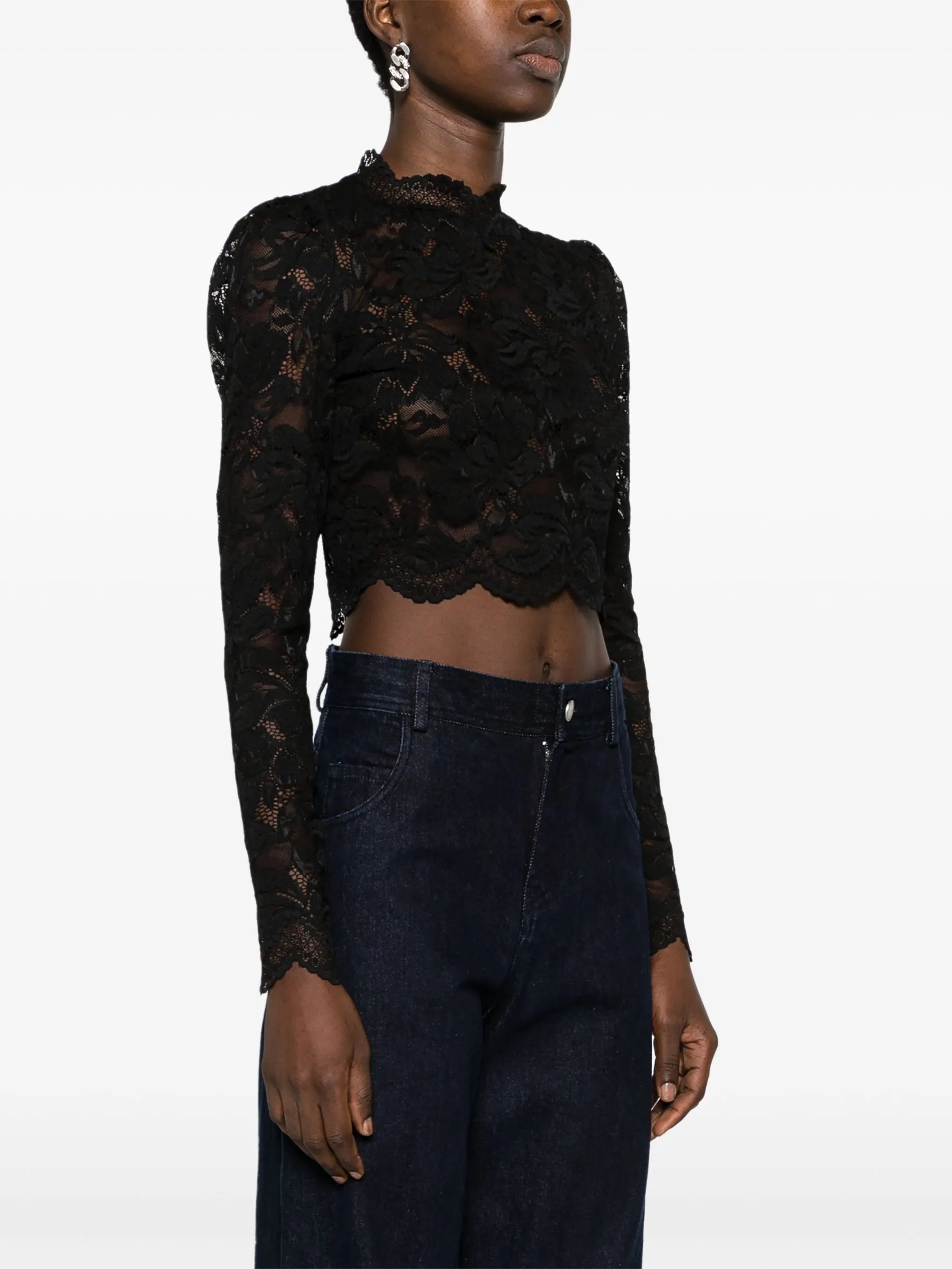 floral-lace crop top