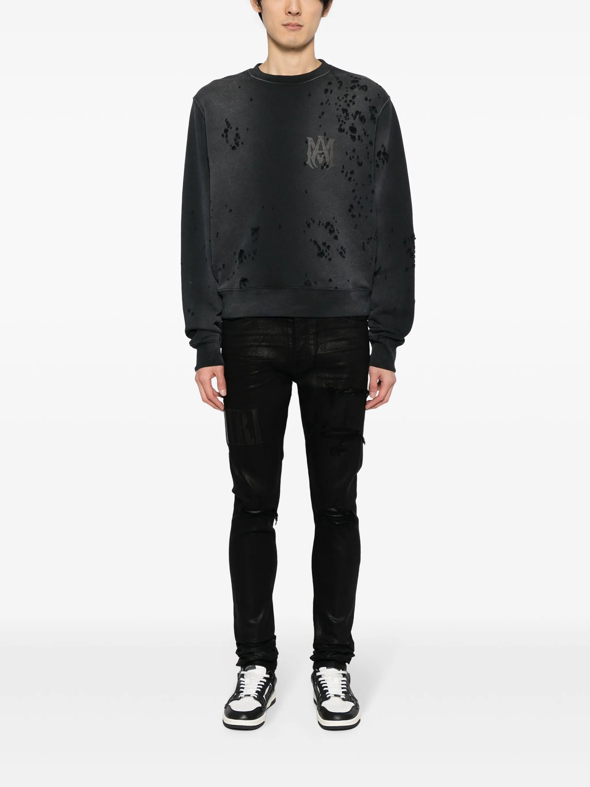 distressed-effect cotton sweatshirt