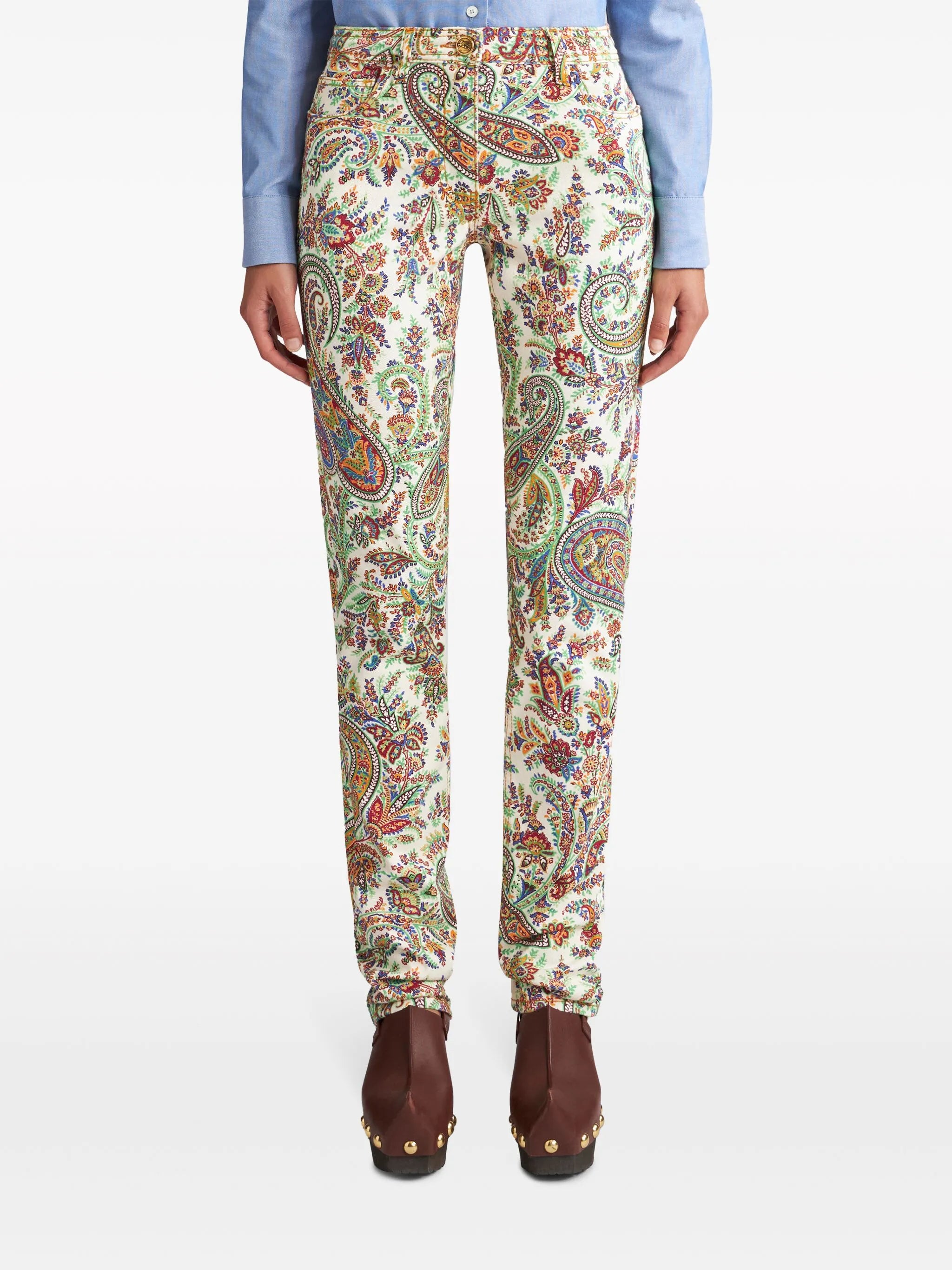 paisley-print high-rise skinny jeans