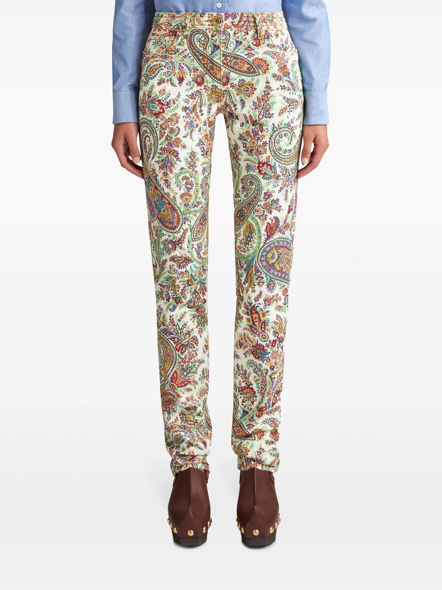 paisley-print high-rise skinny jeans