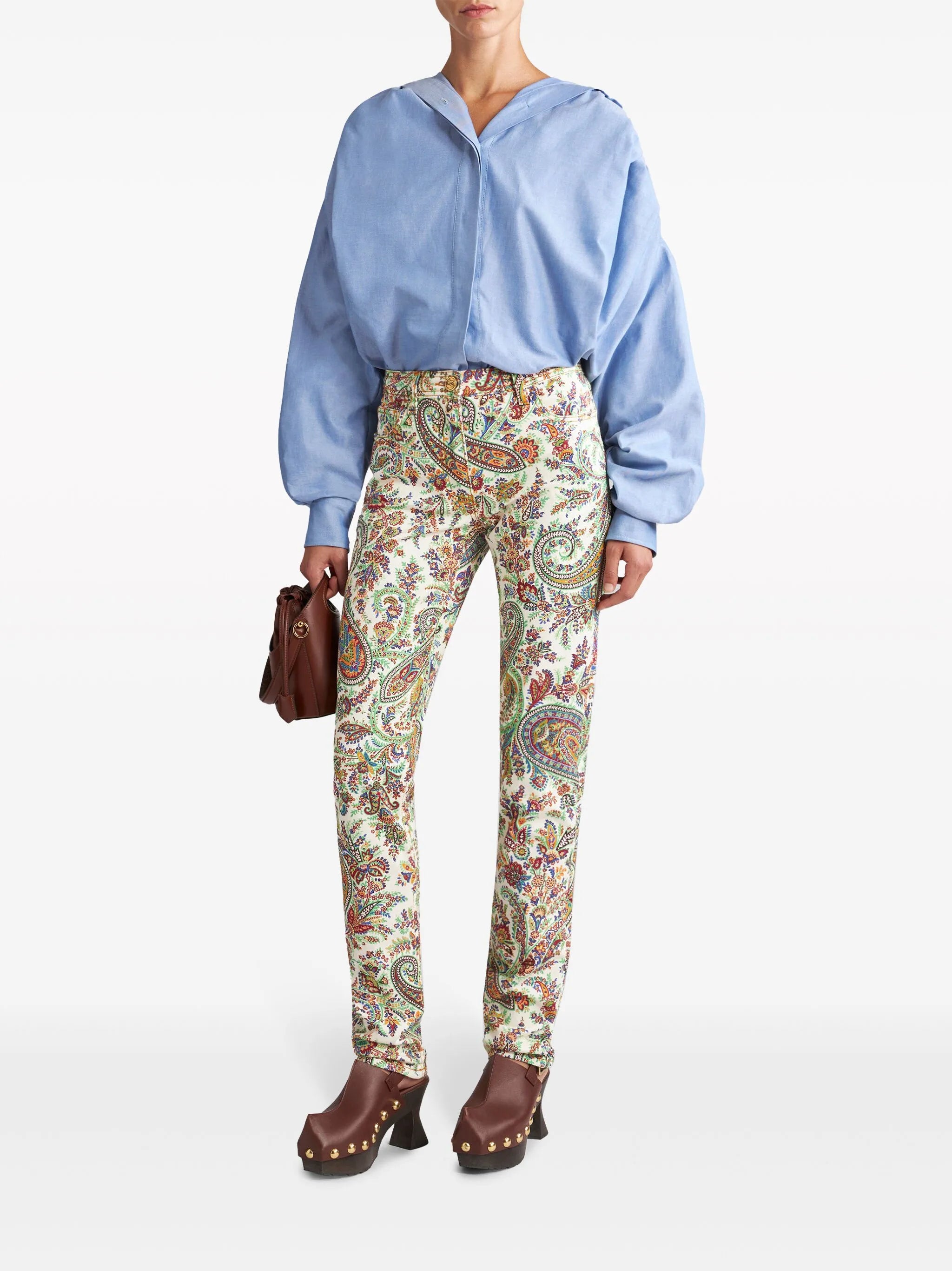 paisley-print high-rise skinny jeans