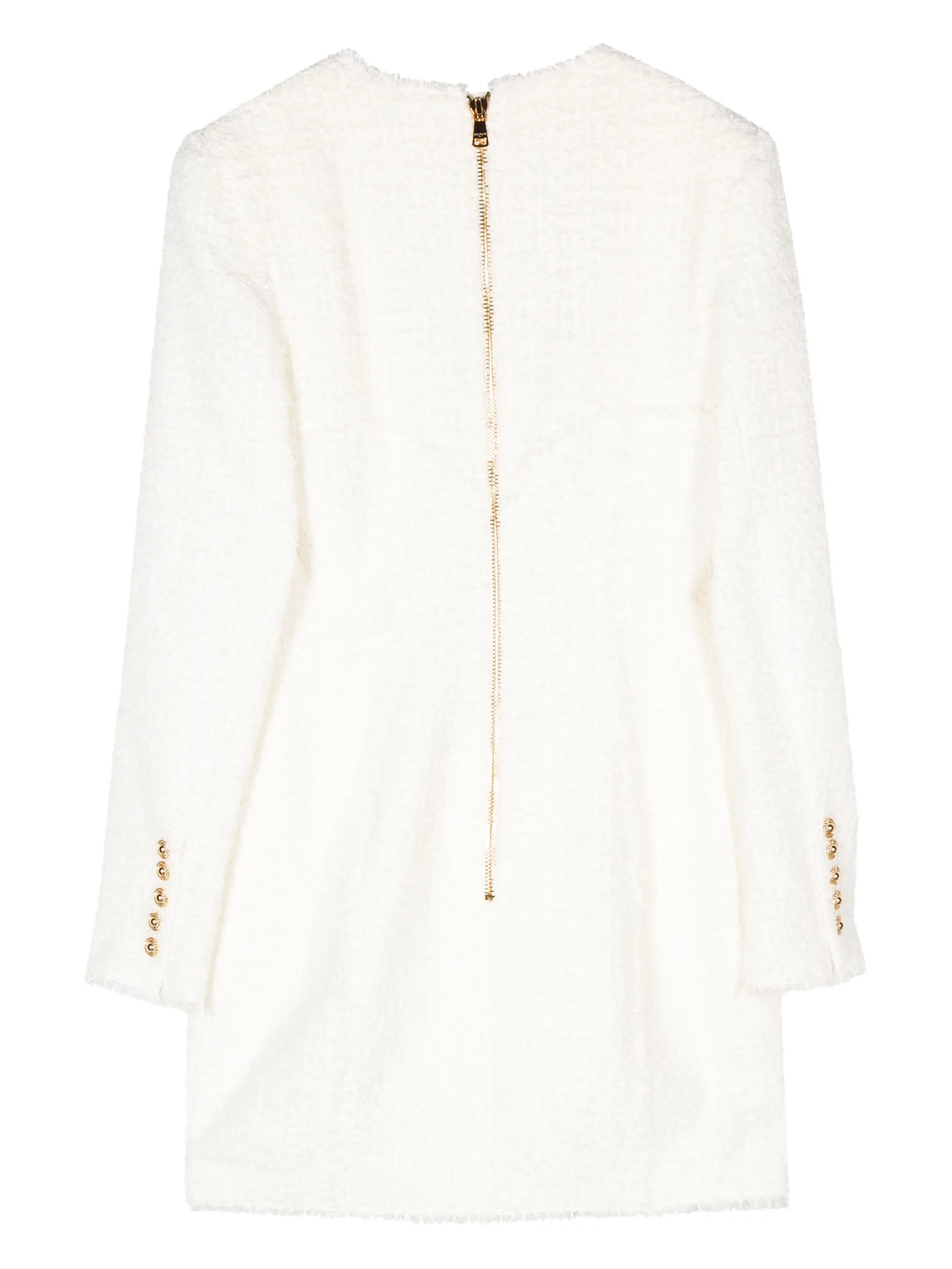 button-embellished tweed minidress