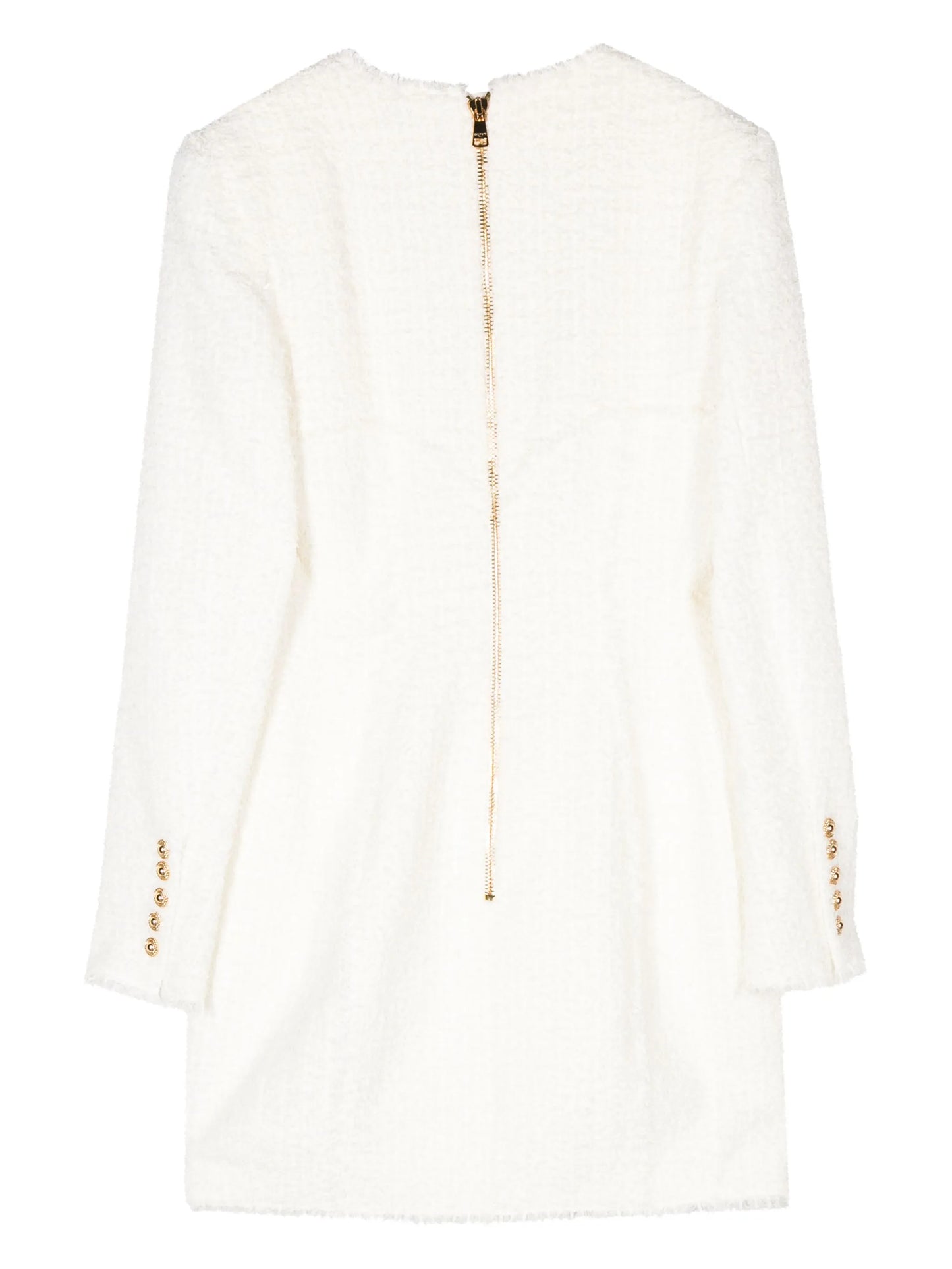 button-embellished tweed minidress