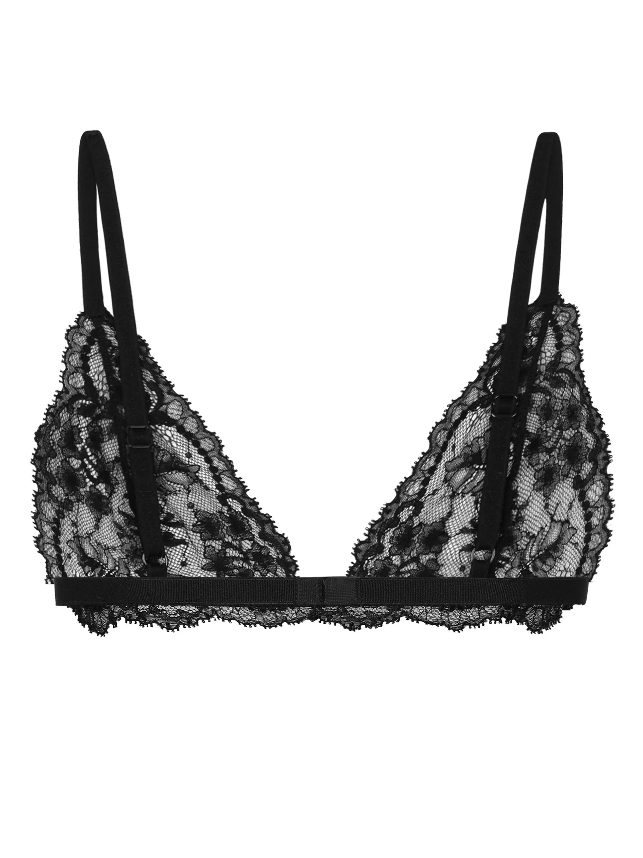 semi-sheer floral-lace bral