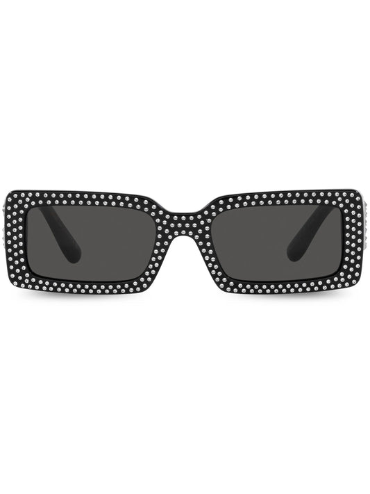crystal-embellished rectangle-frame sunglasses
