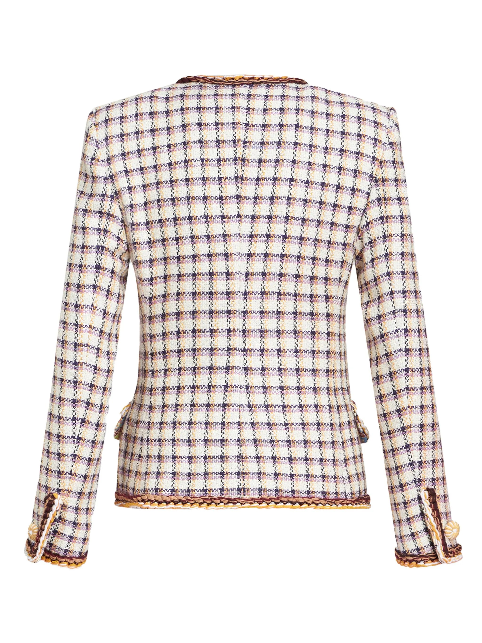 check-jacquard cotton-blend jacket