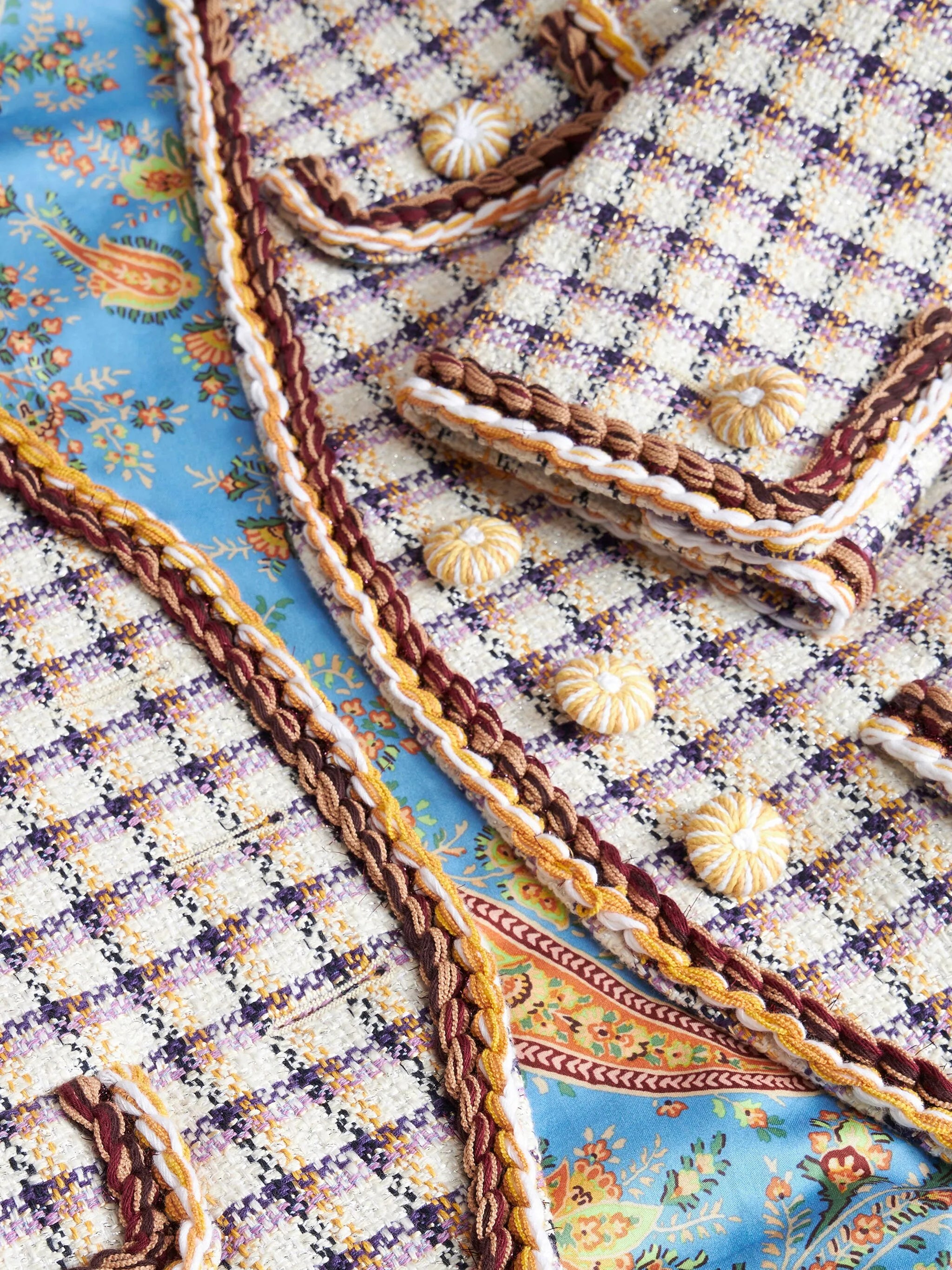 check-jacquard cotton-blend jacket