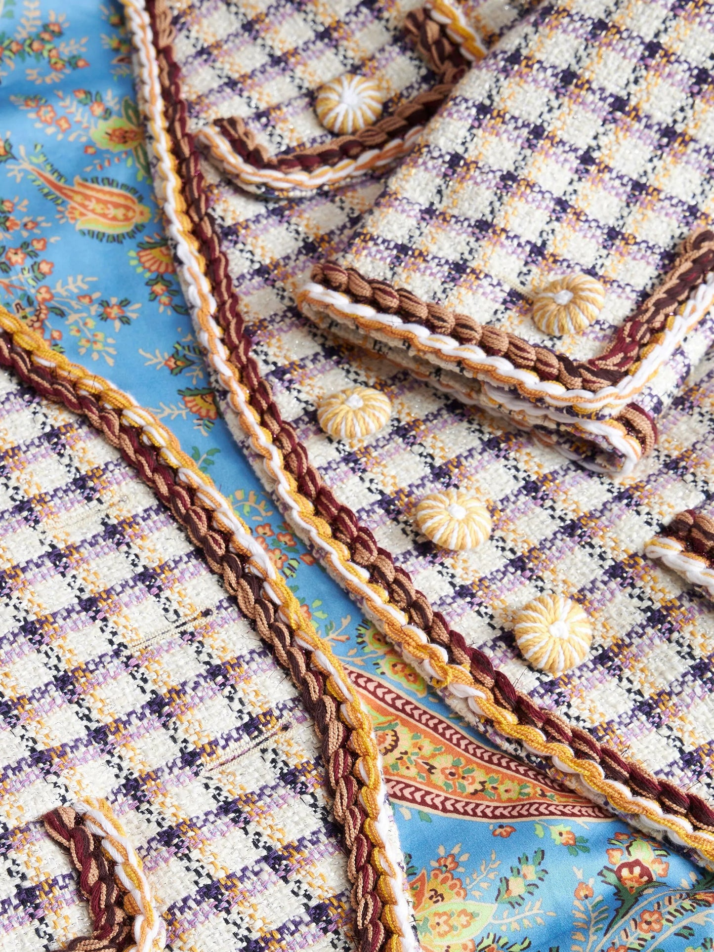 check-jacquard cotton-blend jacket