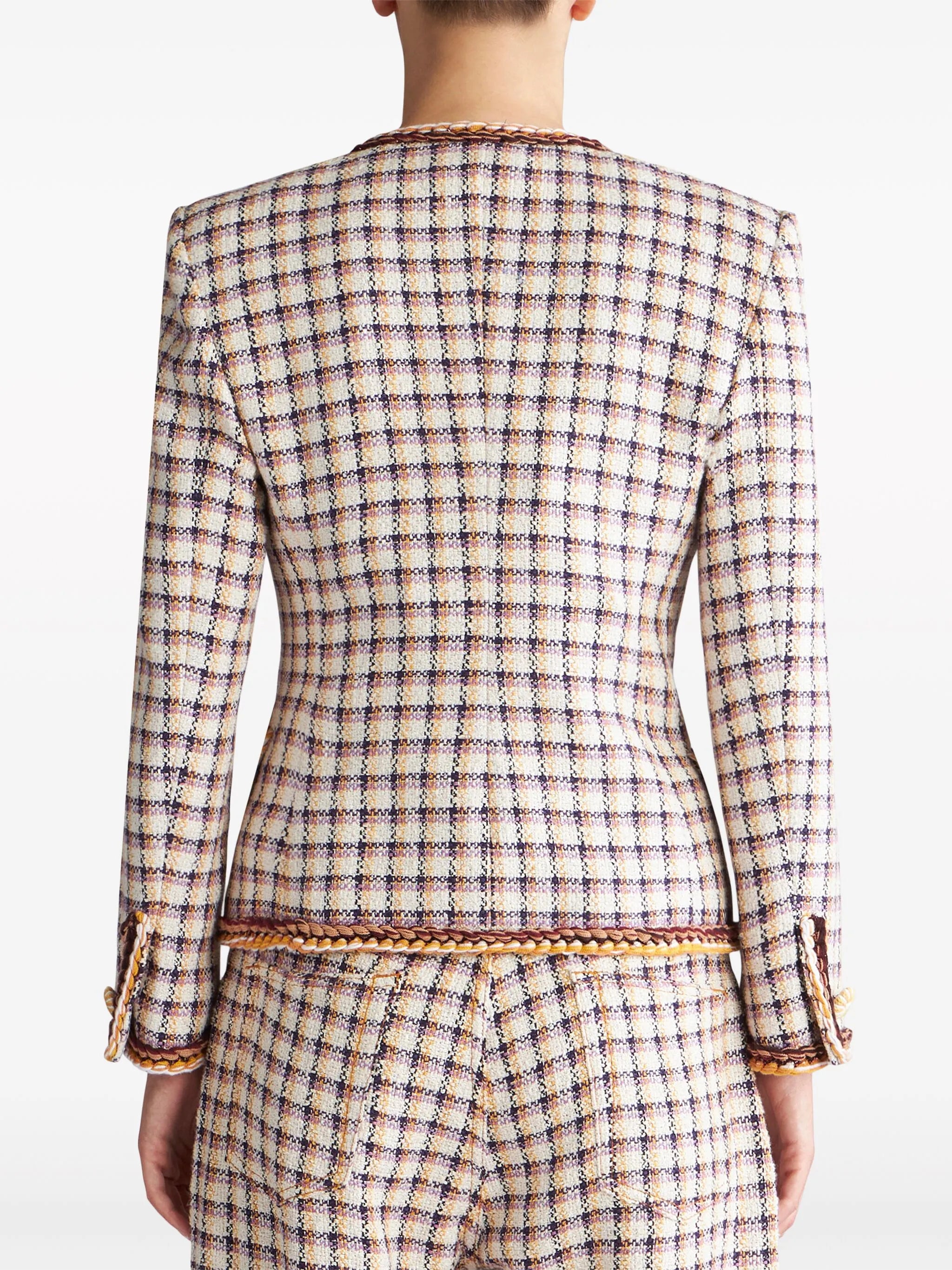 check-jacquard cotton-blend jacket