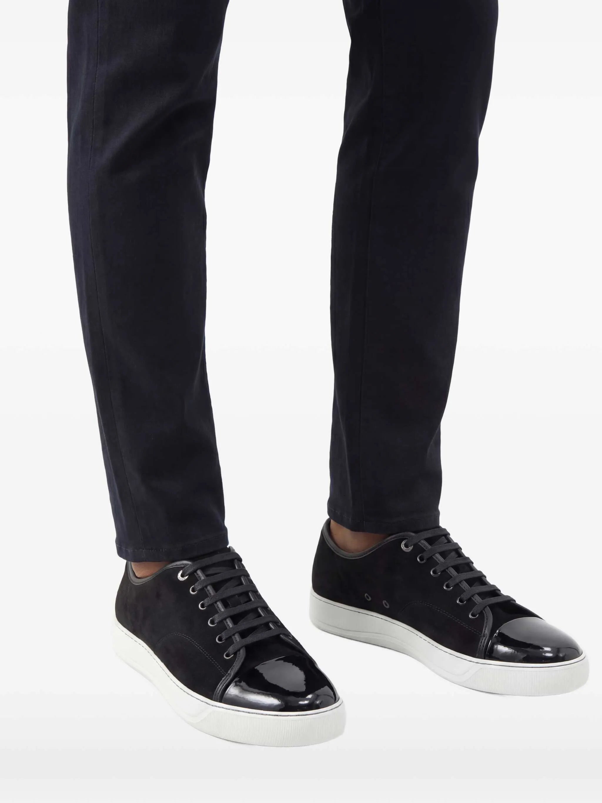 cap-toe suede sneakers