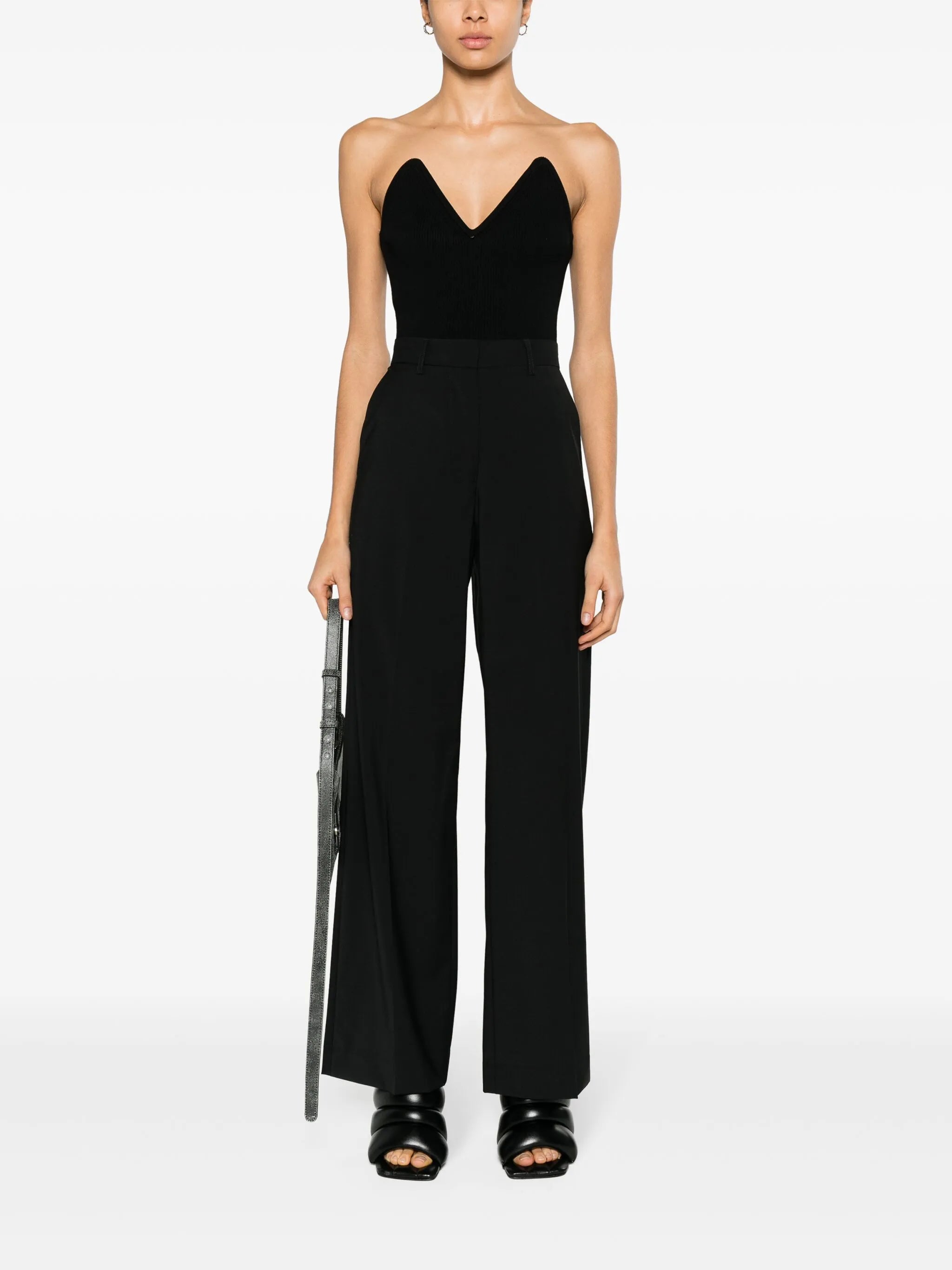 ribbed-knit bustier top