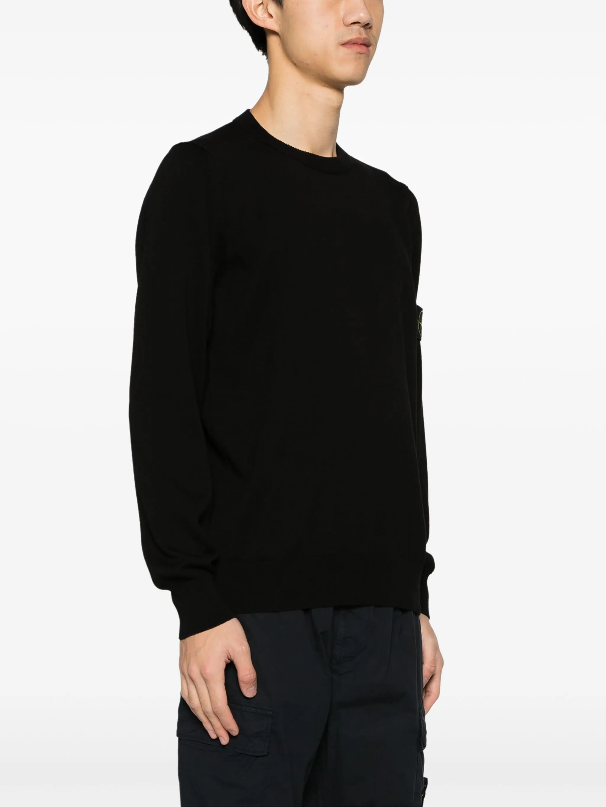 badge crew-neck sweater
