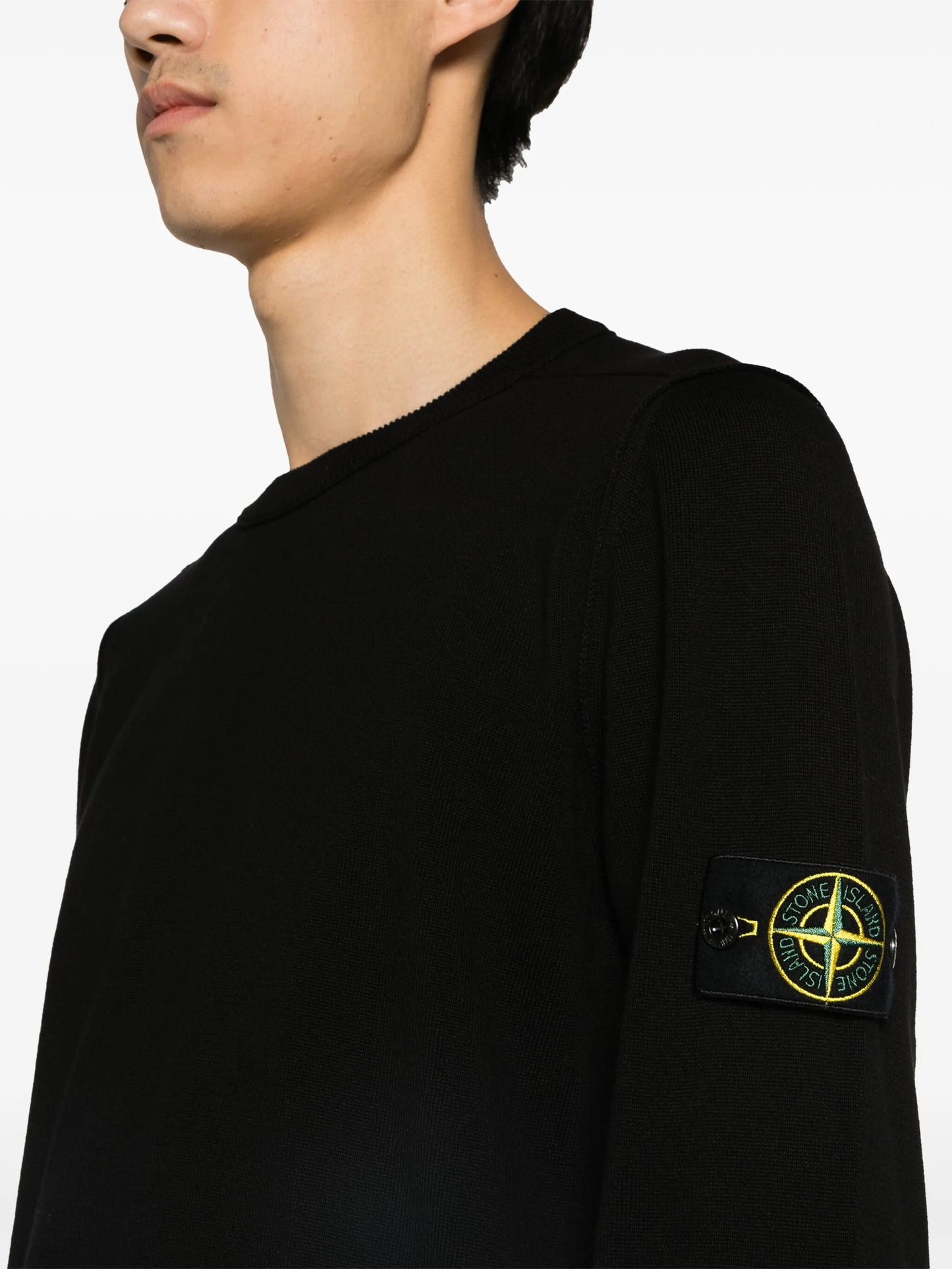 badge crew-neck sweater