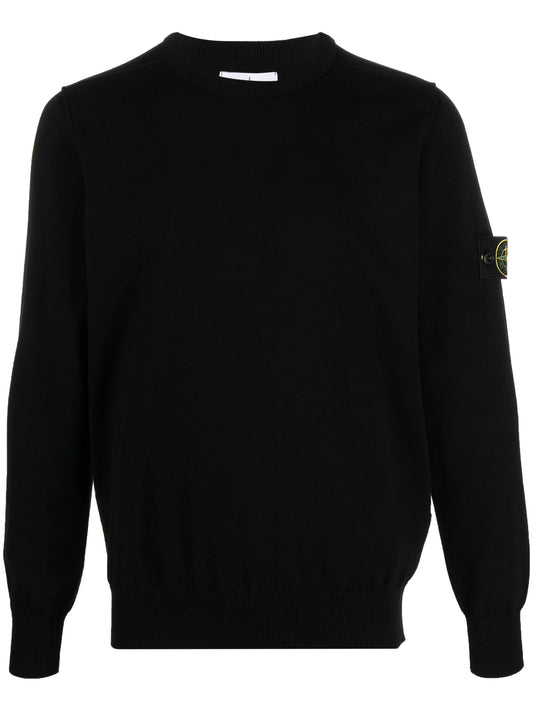 badge crew-neck sweater