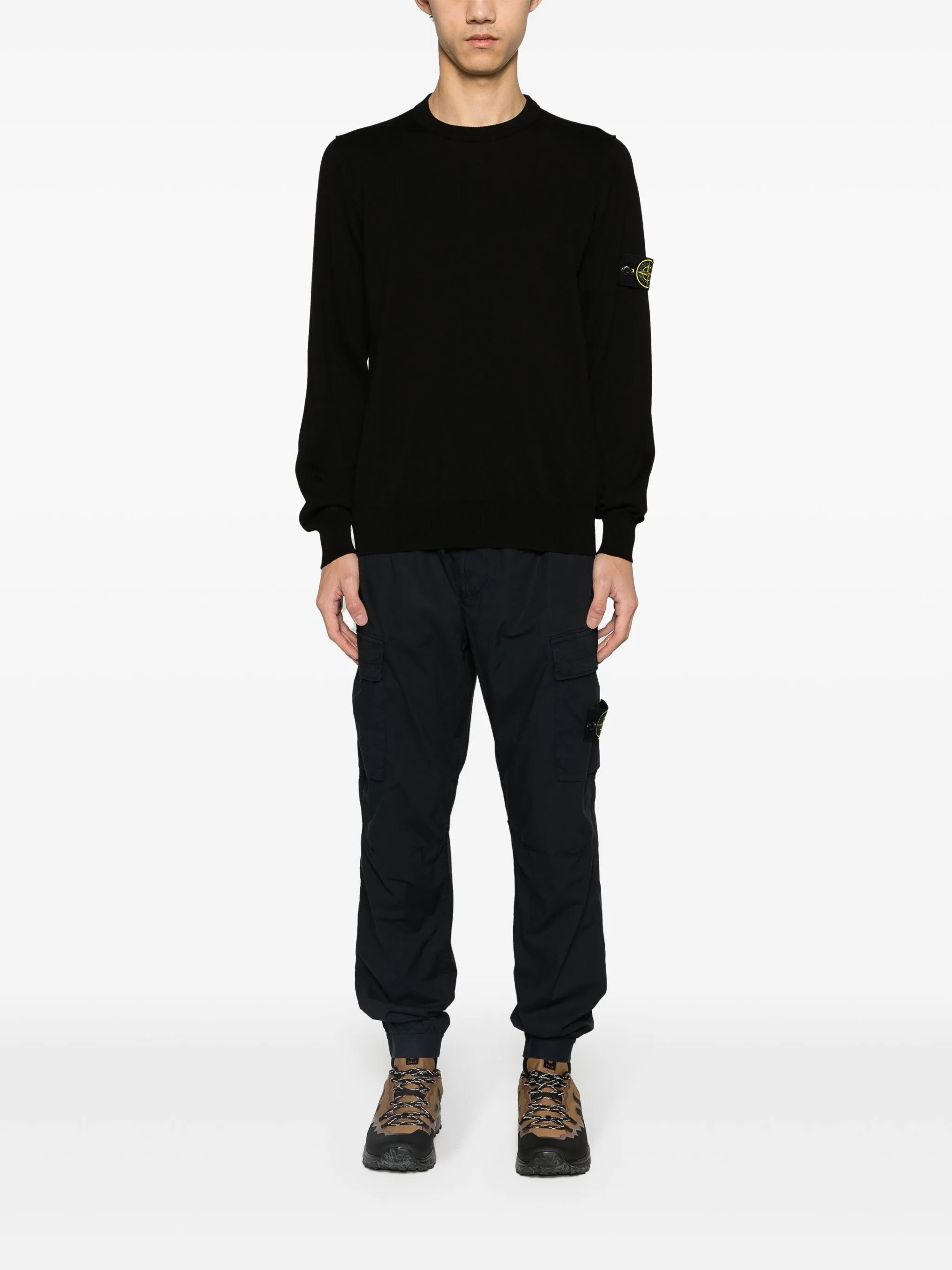 badge crew-neck sweater