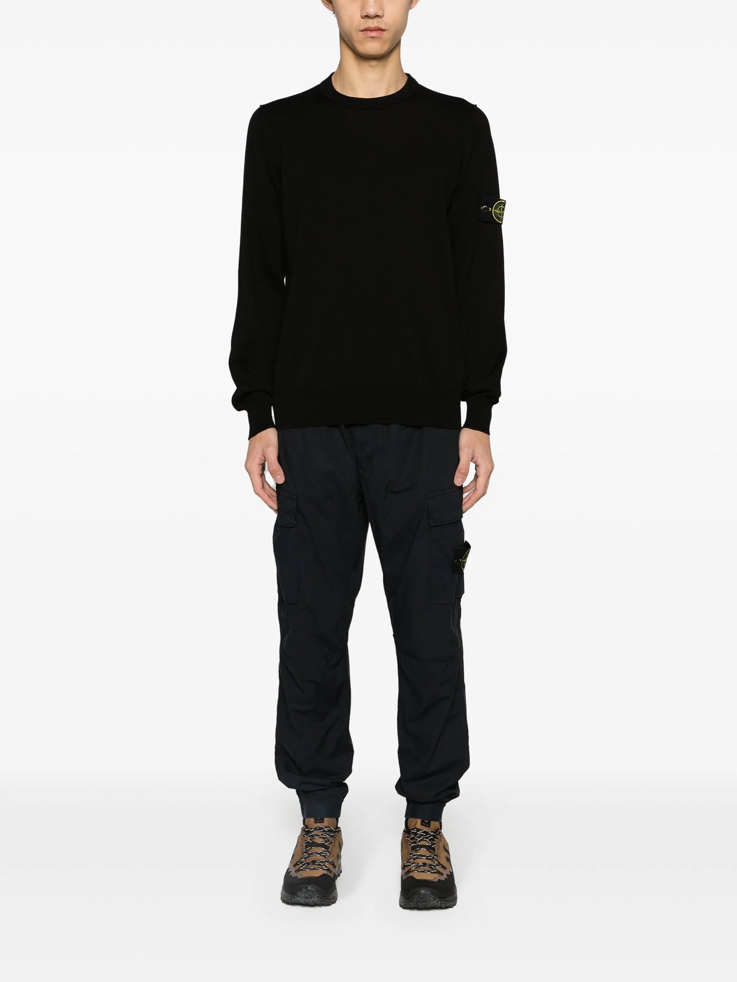badge crew-neck sweater