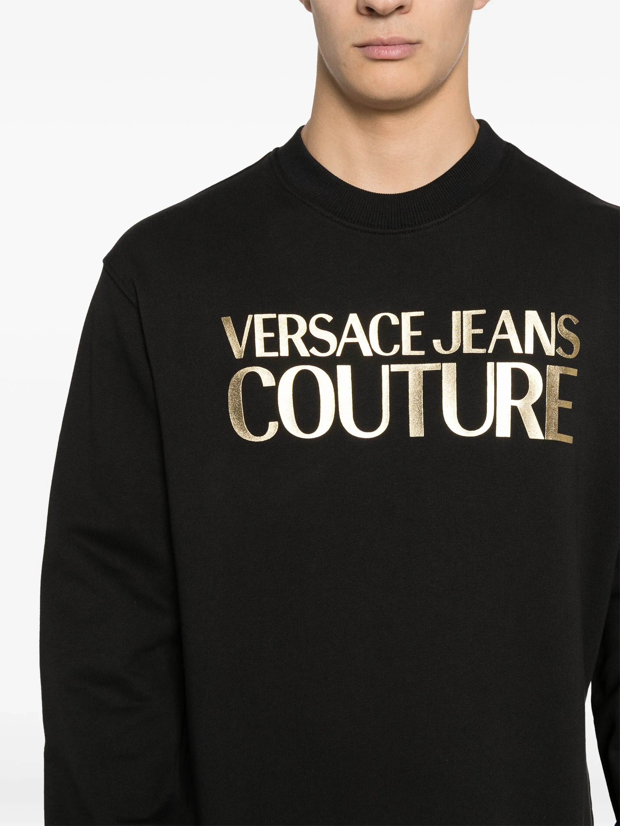 metallic logo-print cotton sweatshirt