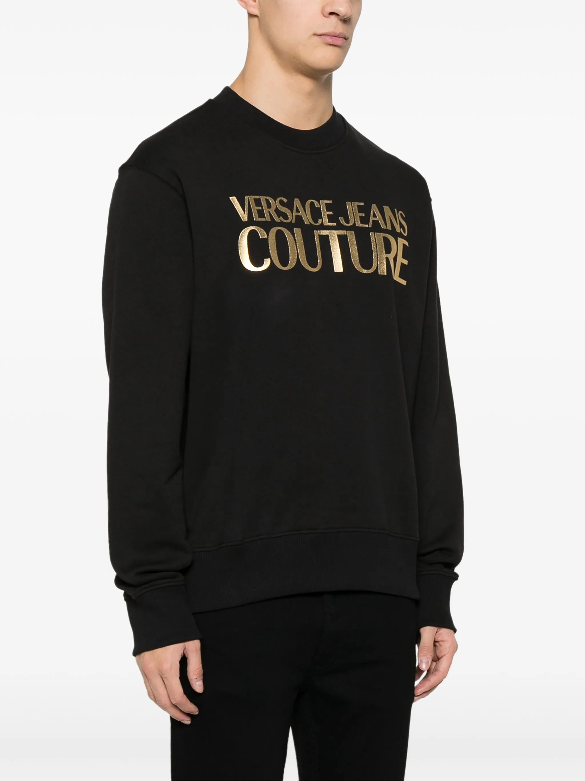 metallic logo-print cotton sweatshirt