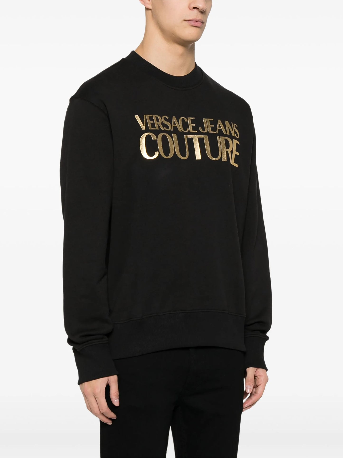 metallic logo-print cotton sweatshirt