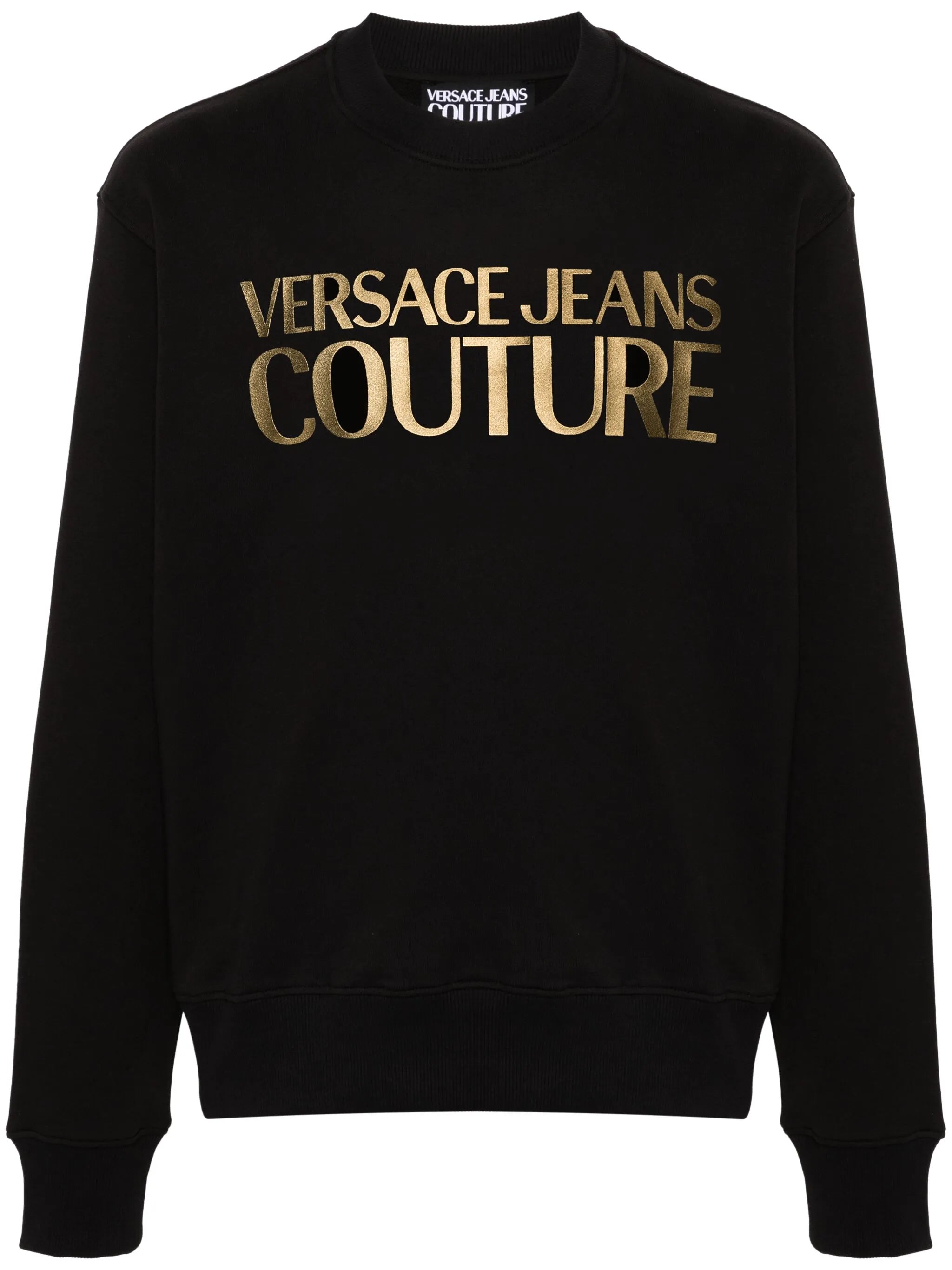 metallic logo-print cotton sweatshirt