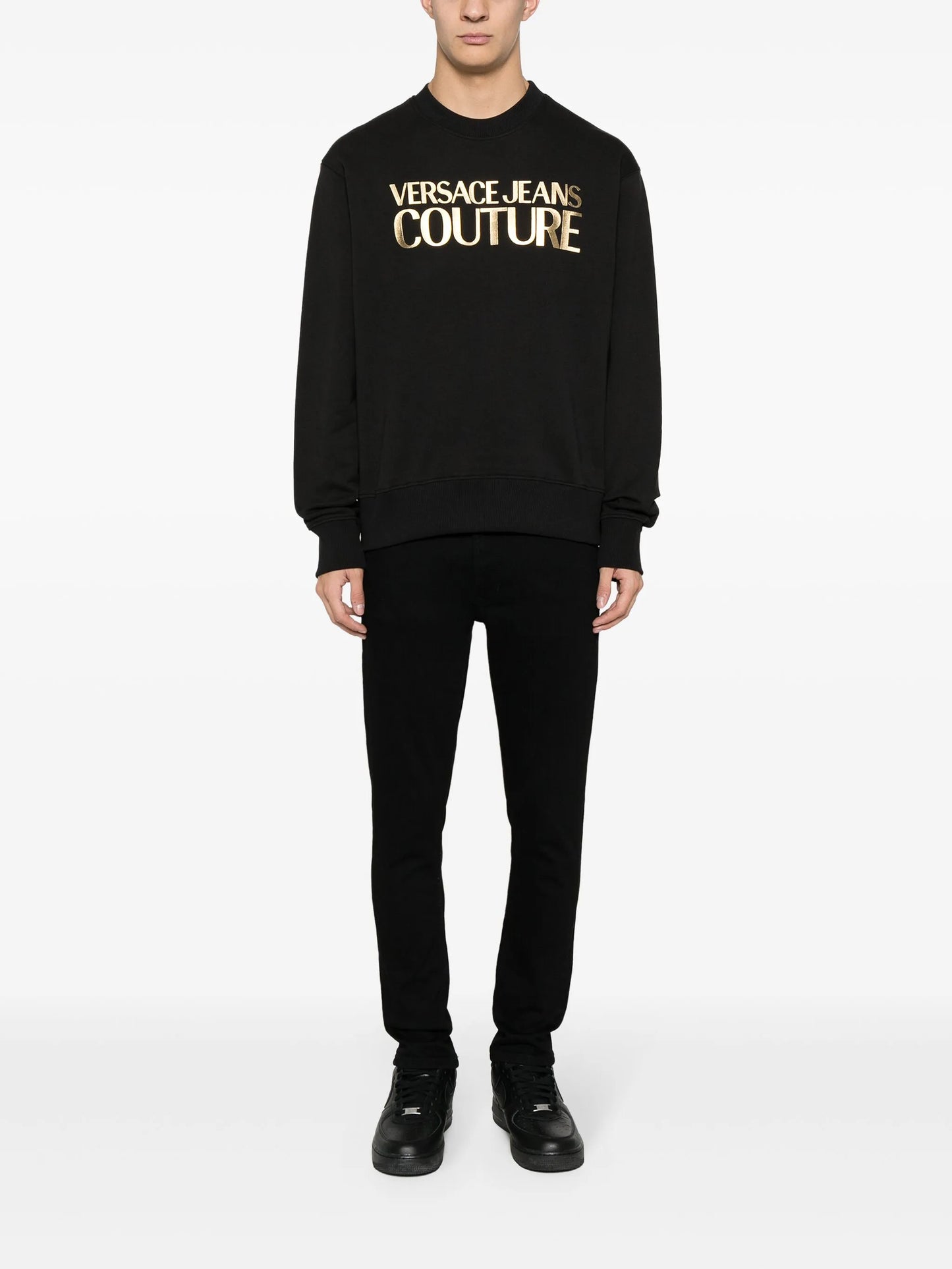 metallic logo-print cotton sweatshirt