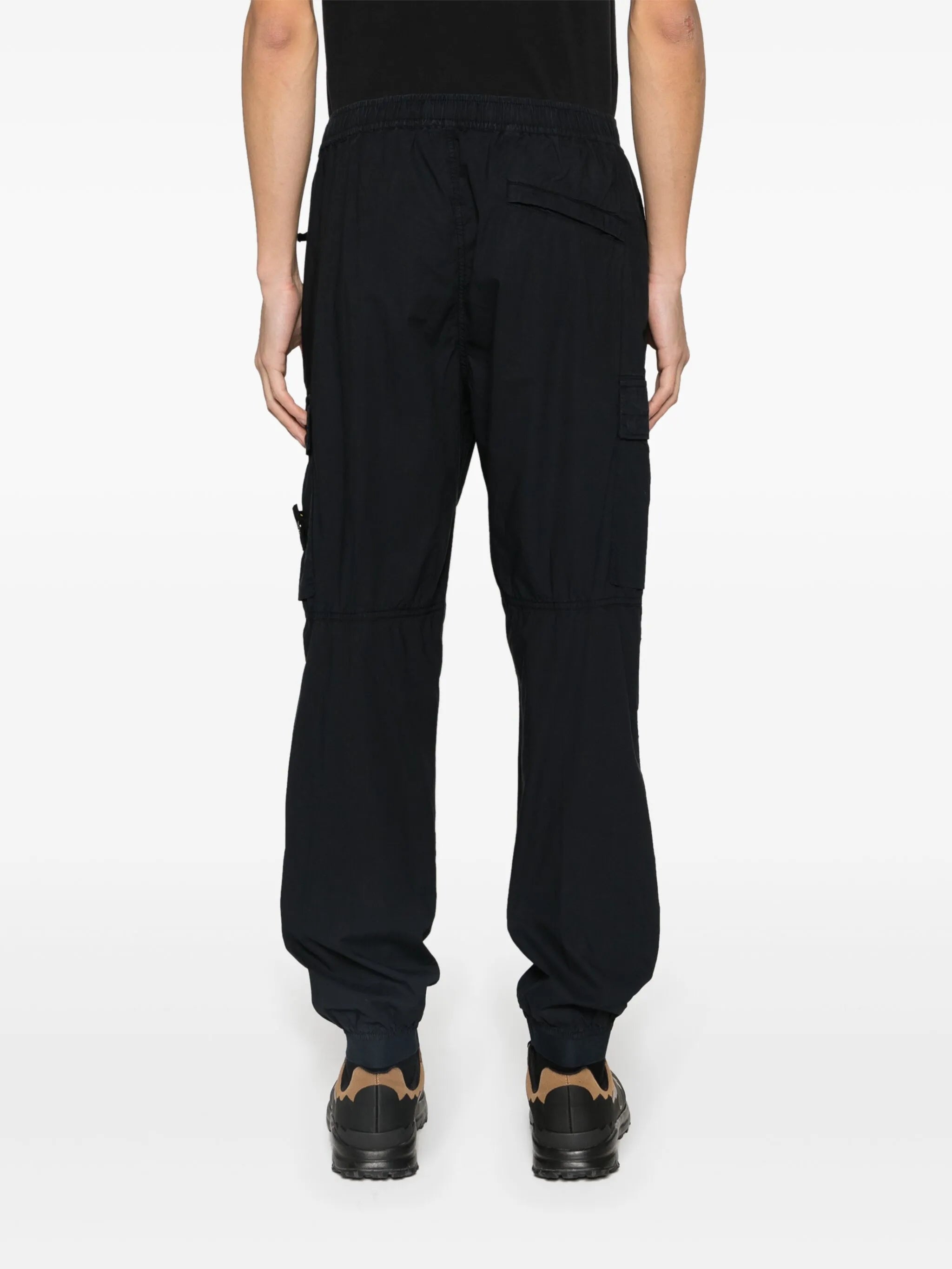 Compass-appliqué tapered cargo trousers