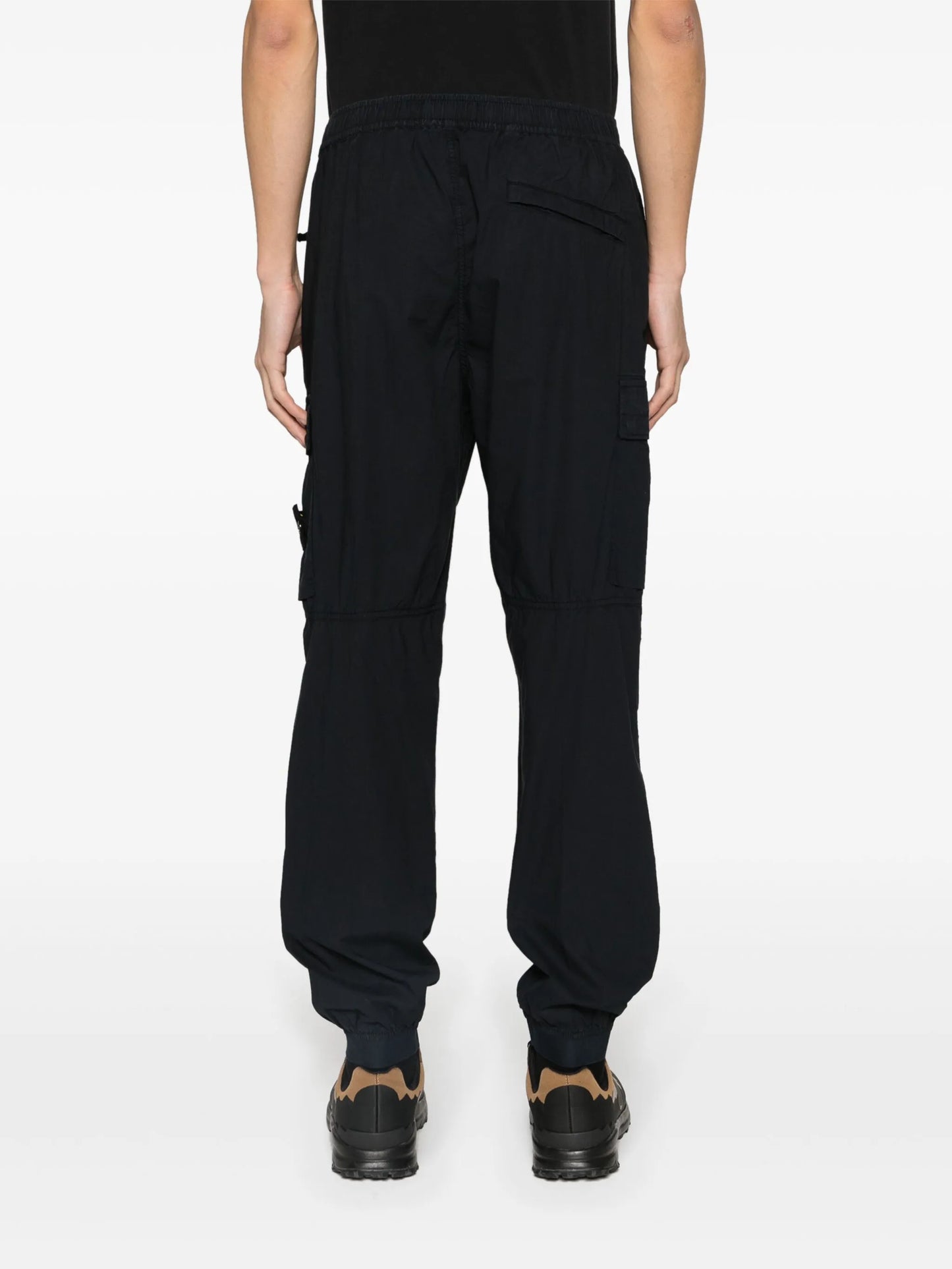 Compass-appliqué tapered cargo trousers