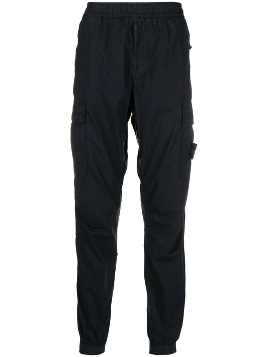 Compass-appliqué tapered cargo trousers