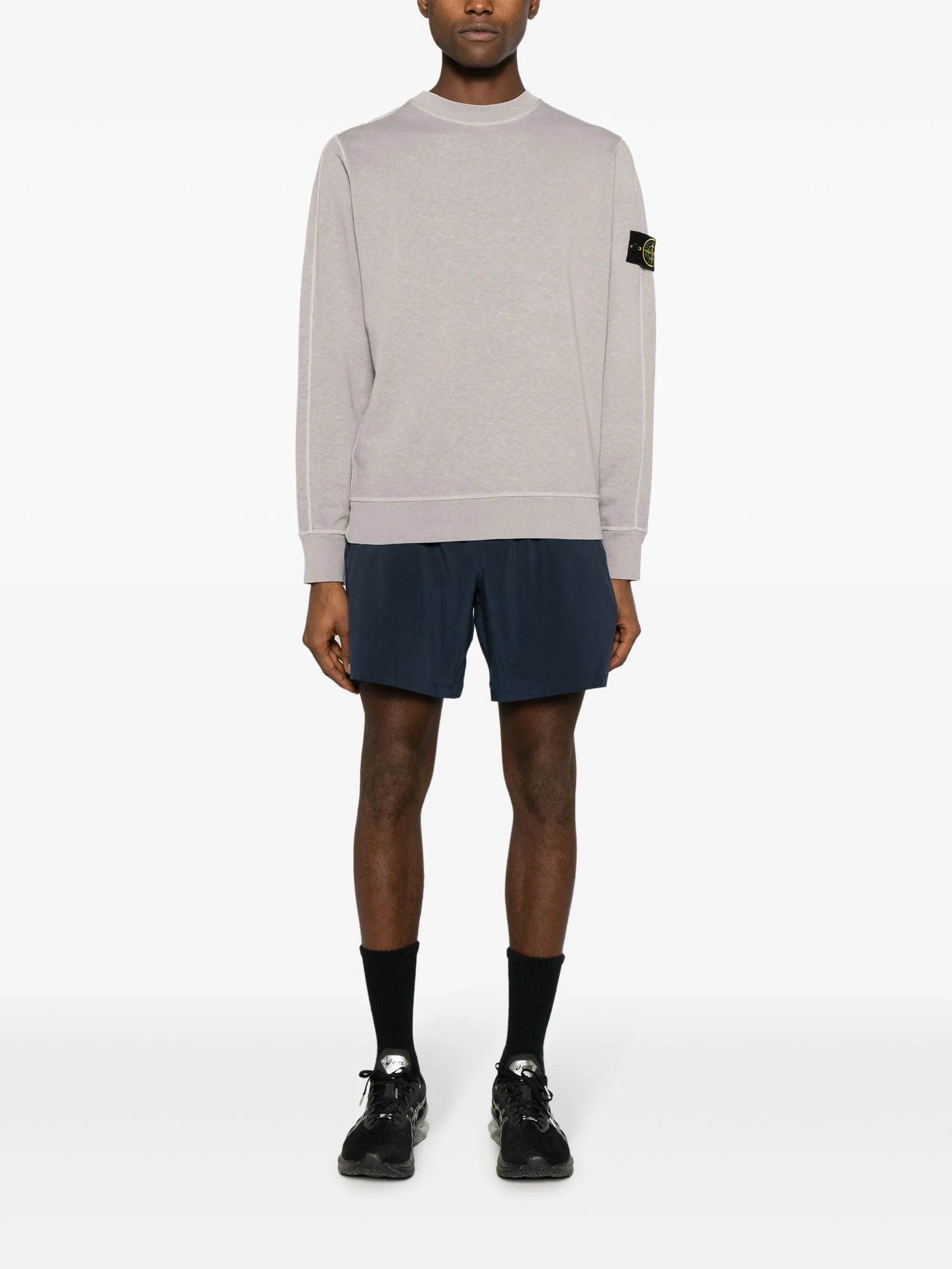 Compass-appliqué cotton sweatshirt